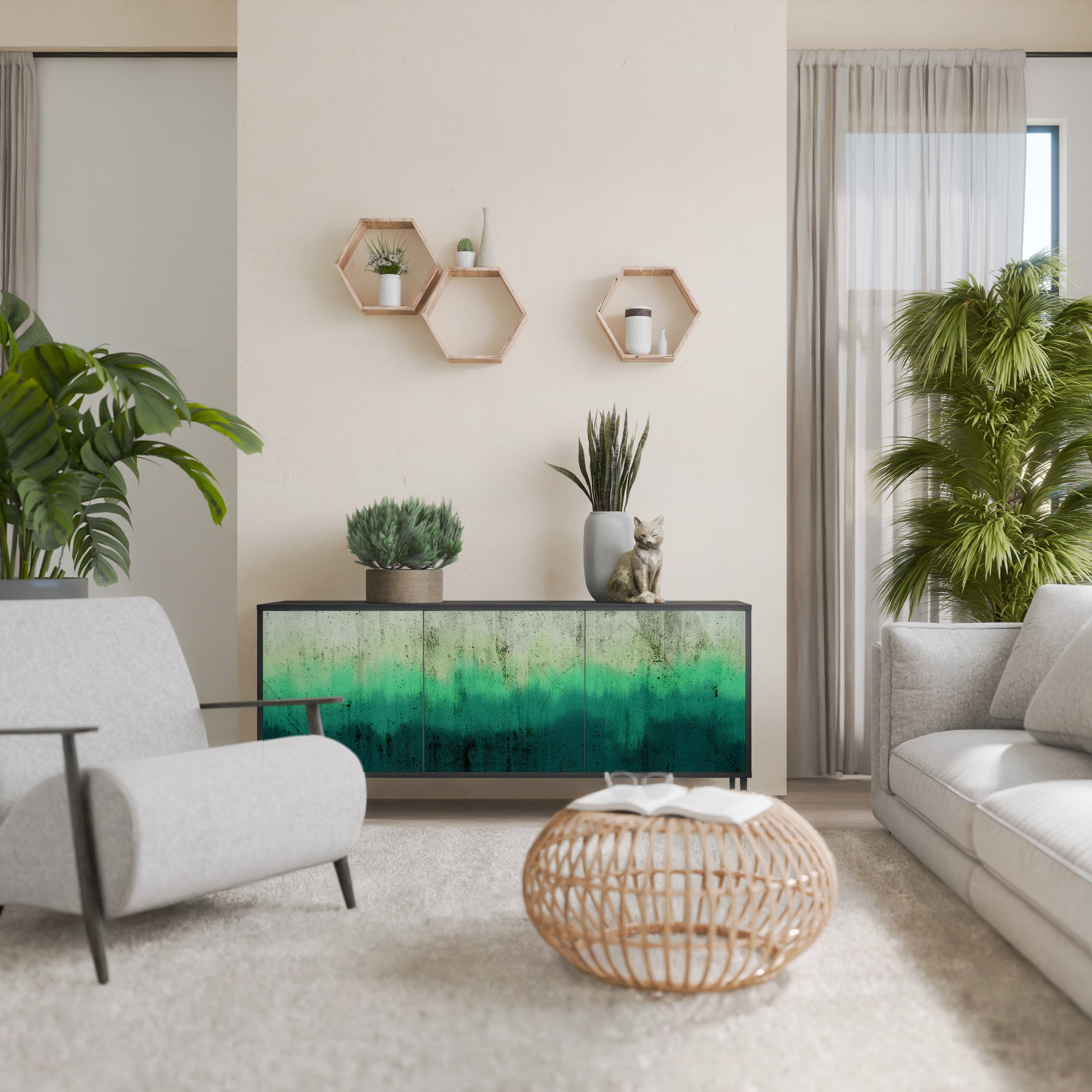 NORTHERN LIGHTS Sideboard mit 3 Türen in Schwarz