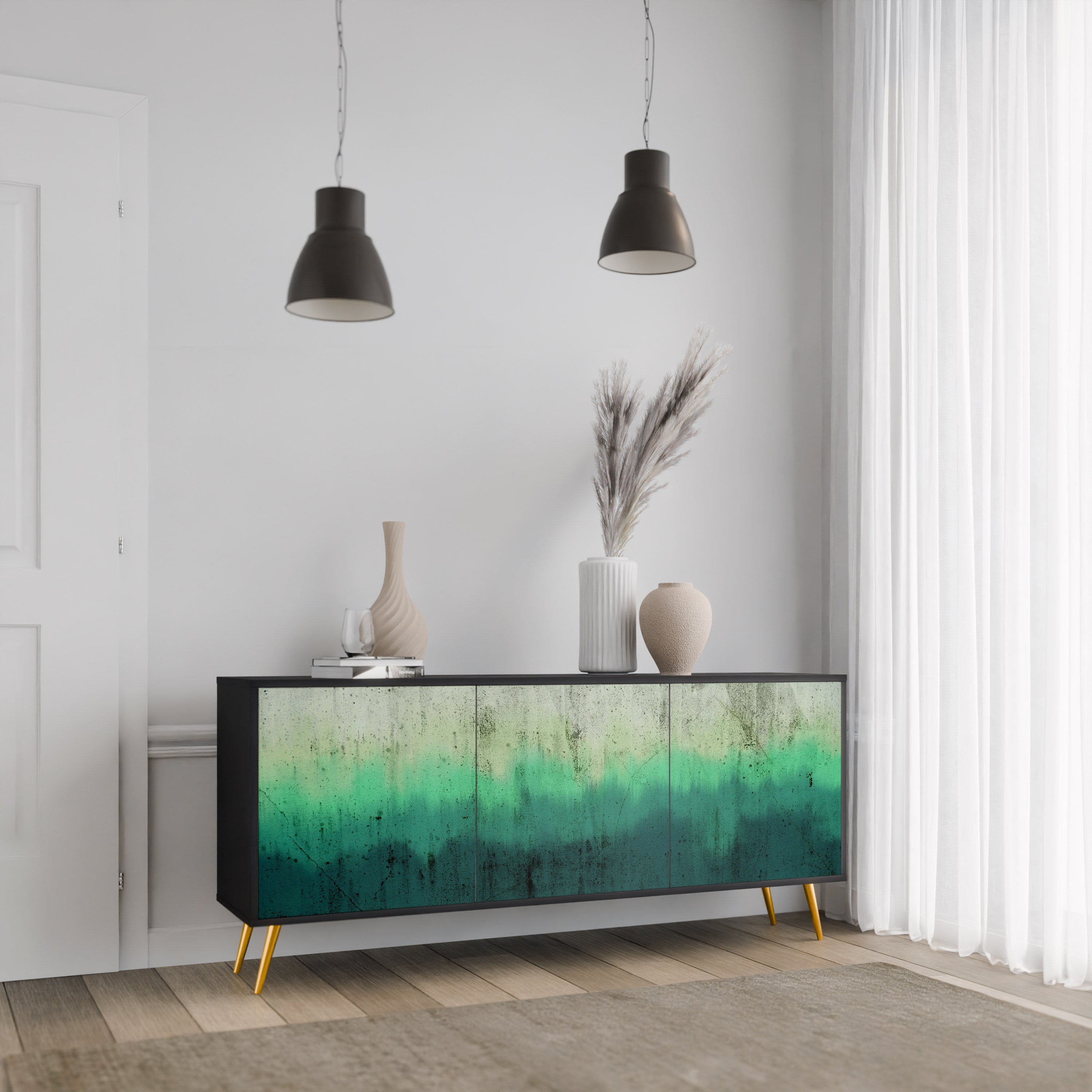 NORTHERN LIGHTS Sideboard mit 3 Türen in Schwarz