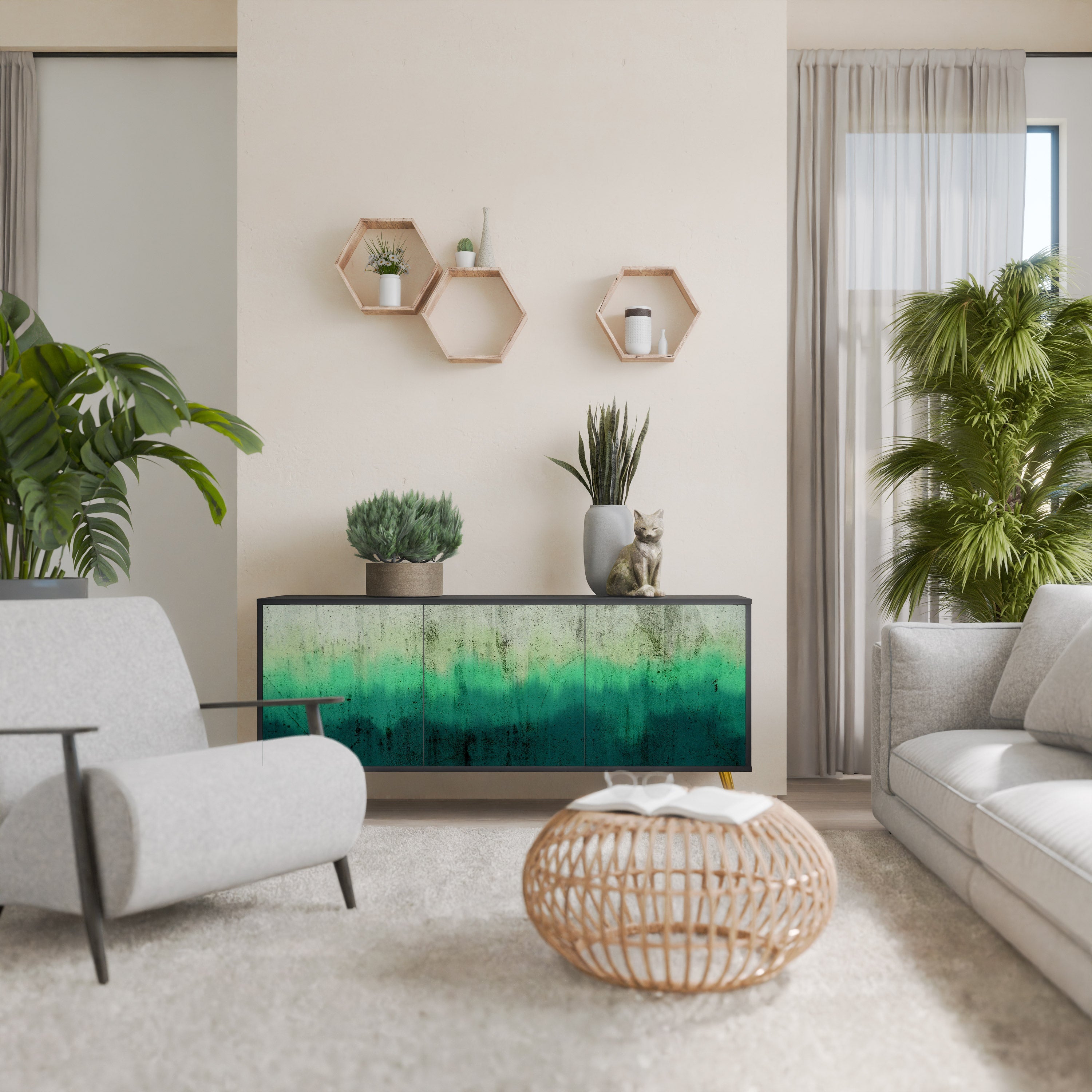 NORTHERN LIGHTS Sideboard mit 3 Türen in Schwarz