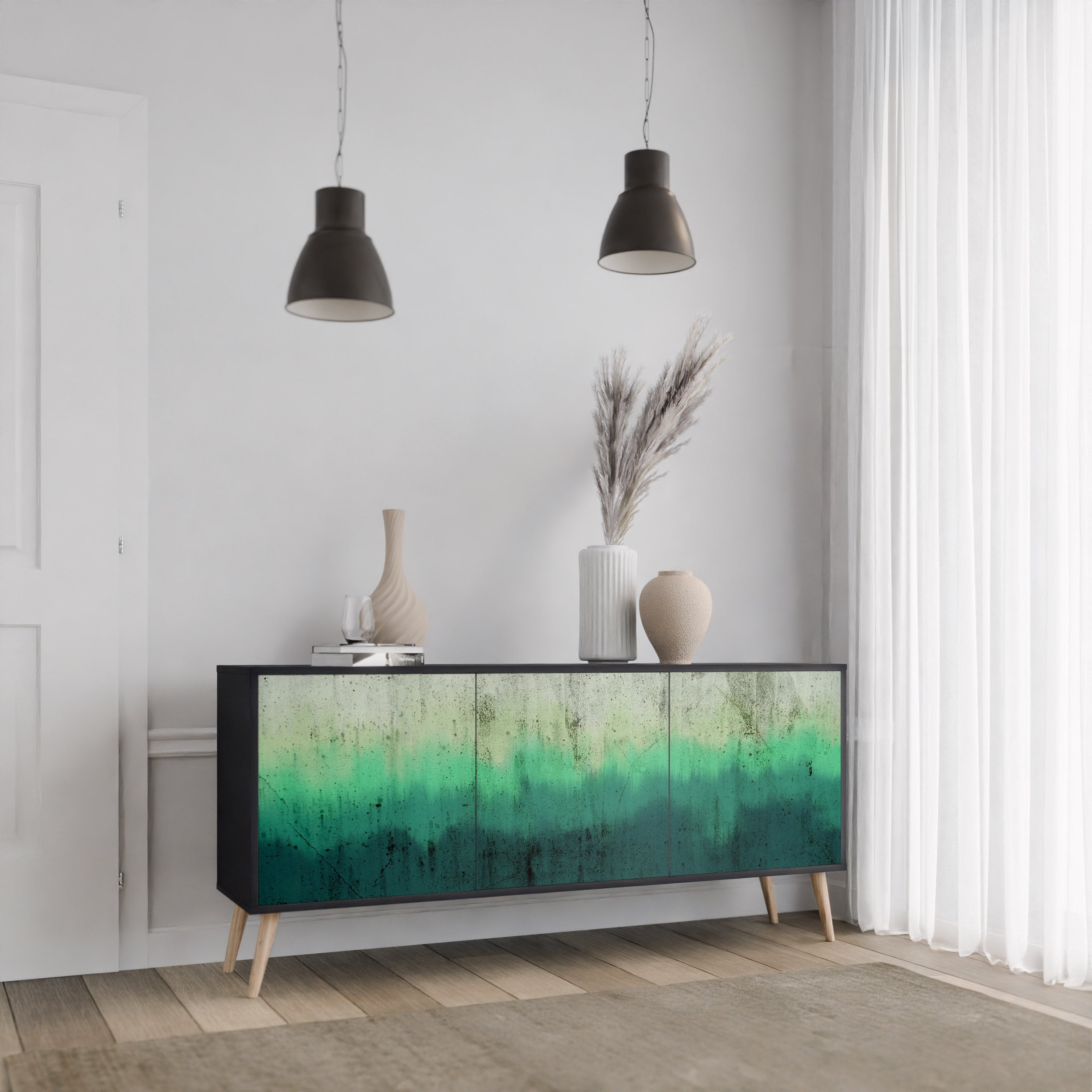 NORTHERN LIGHTS Sideboard mit 3 Türen in Schwarz