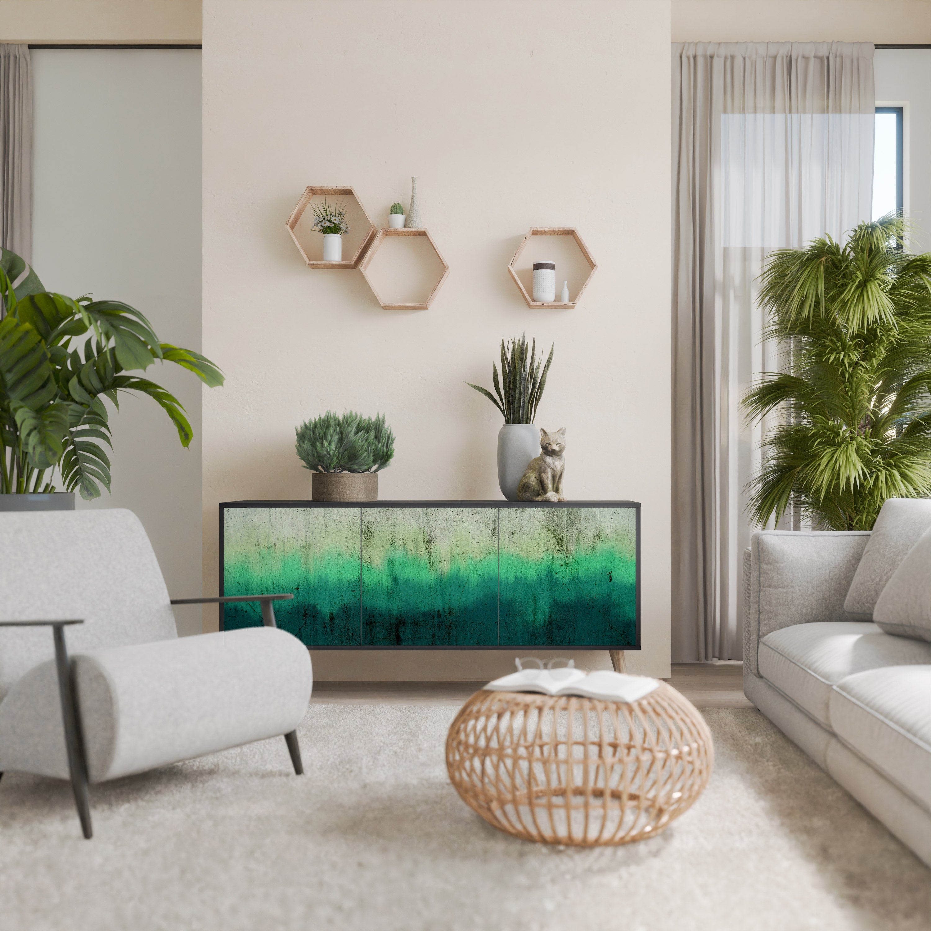 NORTHERN LIGHTS Sideboard mit 3 Türen in Schwarz