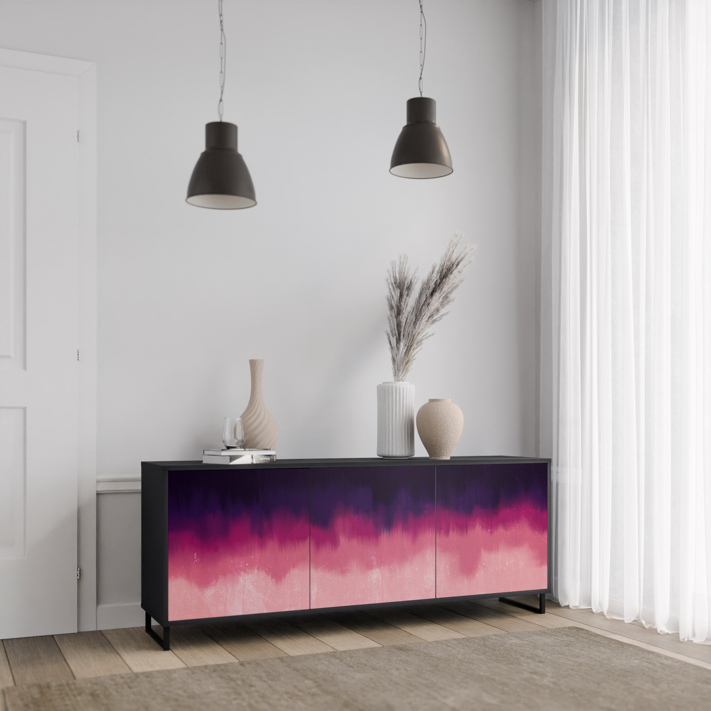 AURORA BOREALIS 3-türiges Sideboard in Schwarz