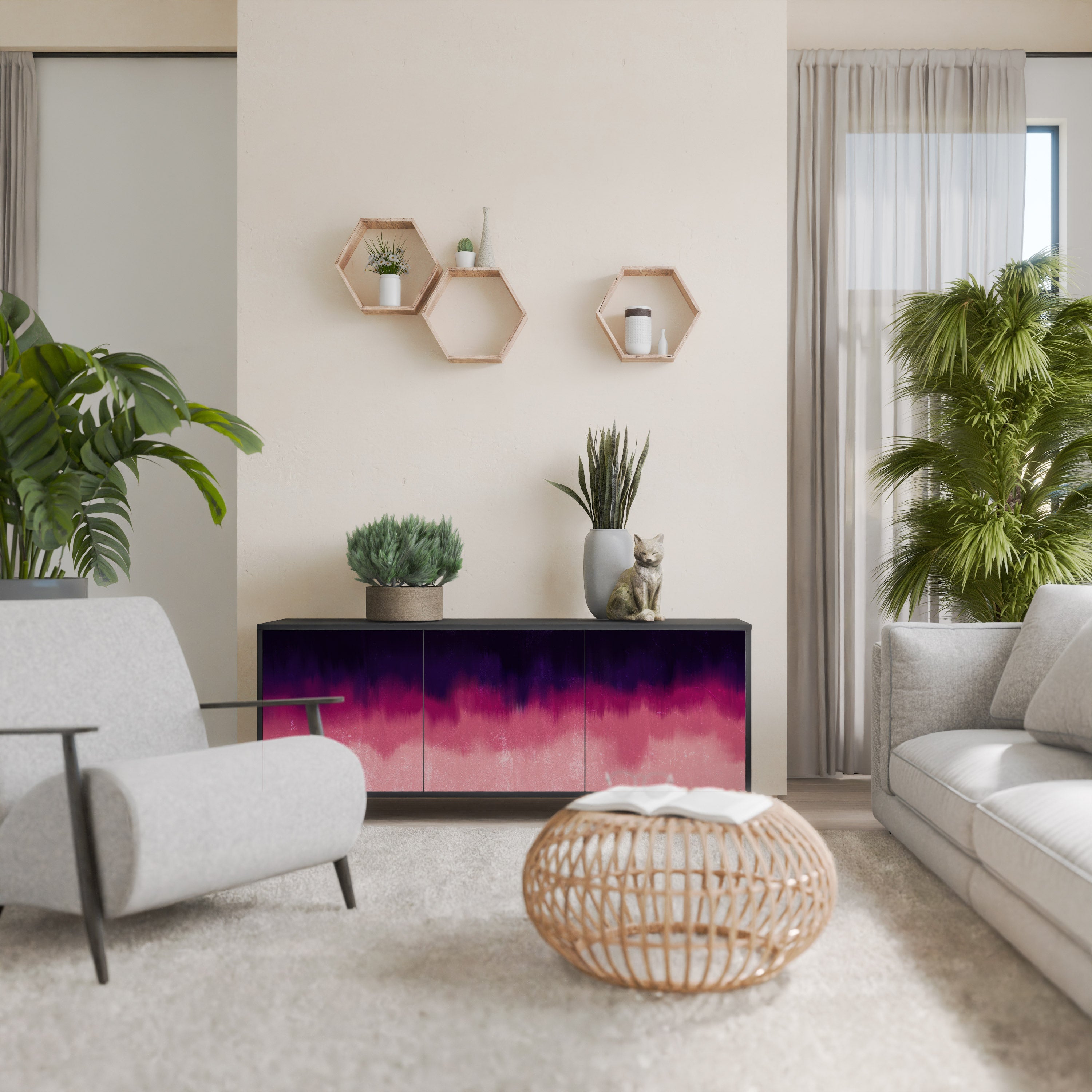 AURORA BOREALIS 3-türiges Sideboard in Schwarz