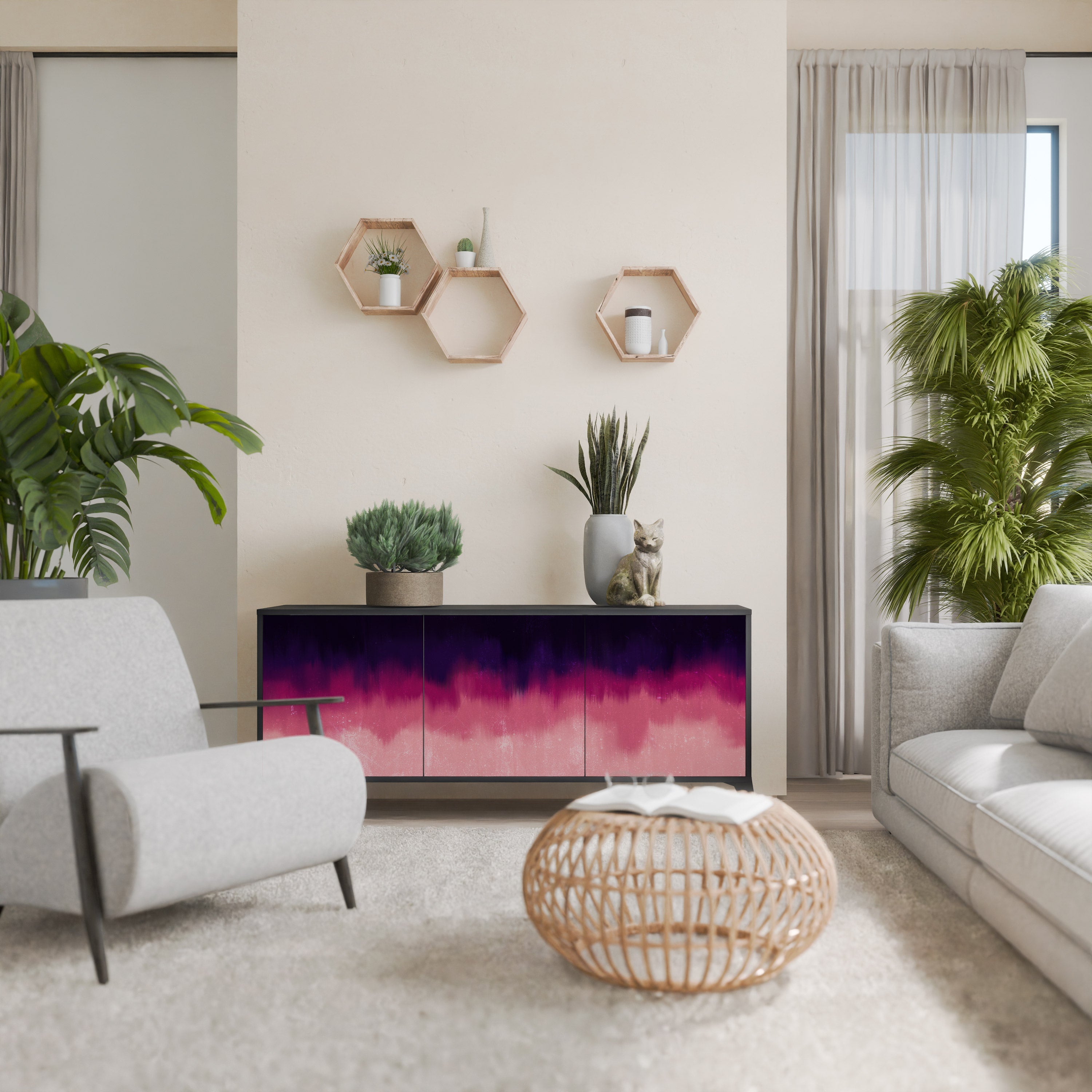 AURORA BOREALIS 3-türiges Sideboard in Schwarz