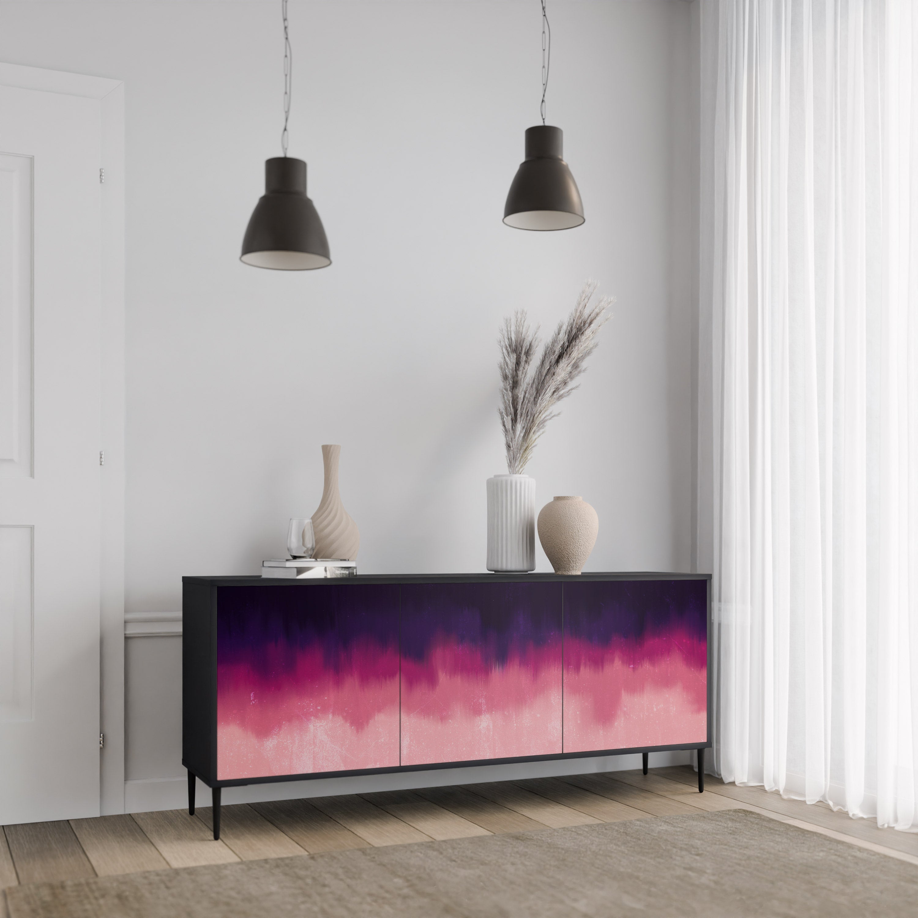 AURORA BOREALIS 3-türiges Sideboard in Schwarz