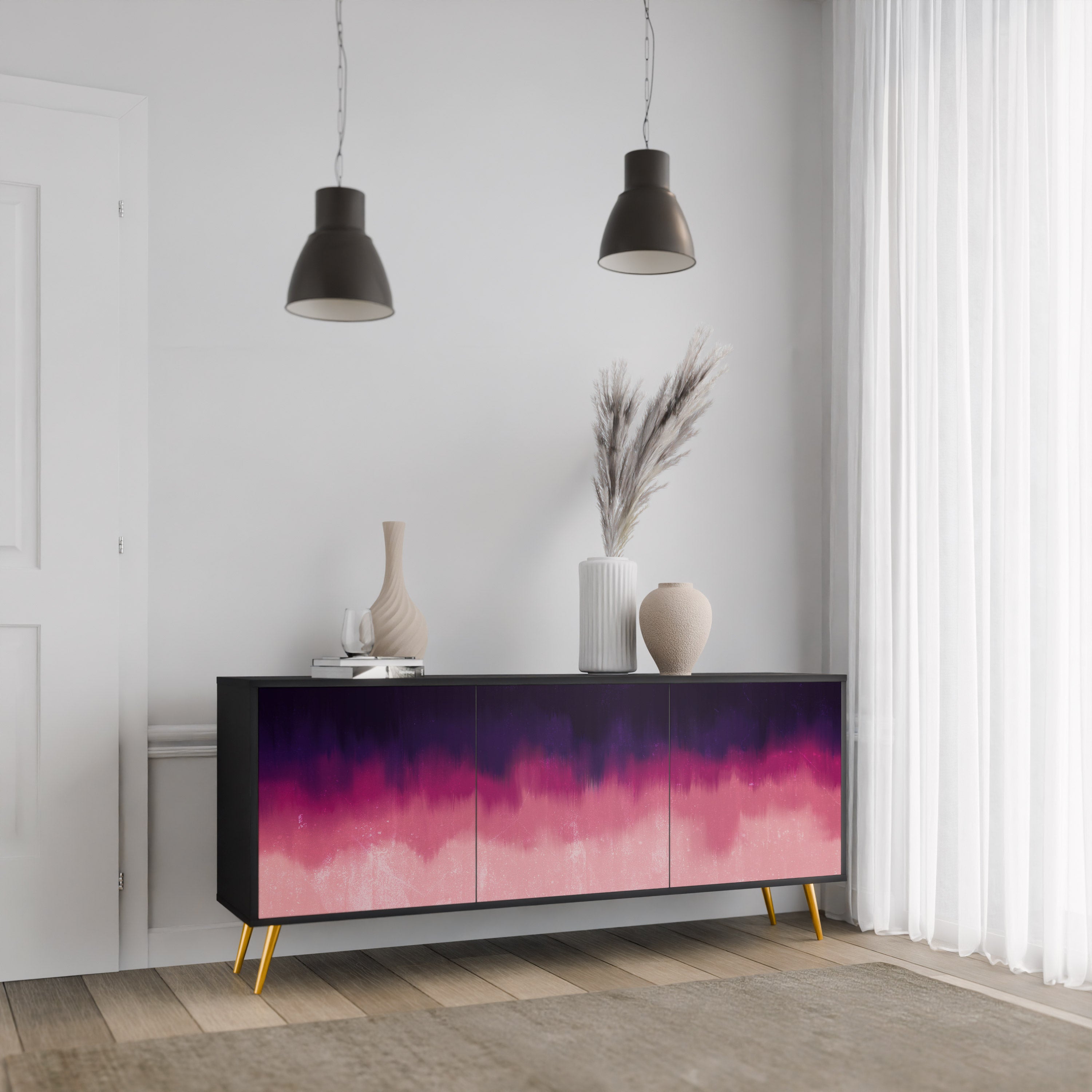 AURORA BOREALIS 3-türiges Sideboard in Schwarz