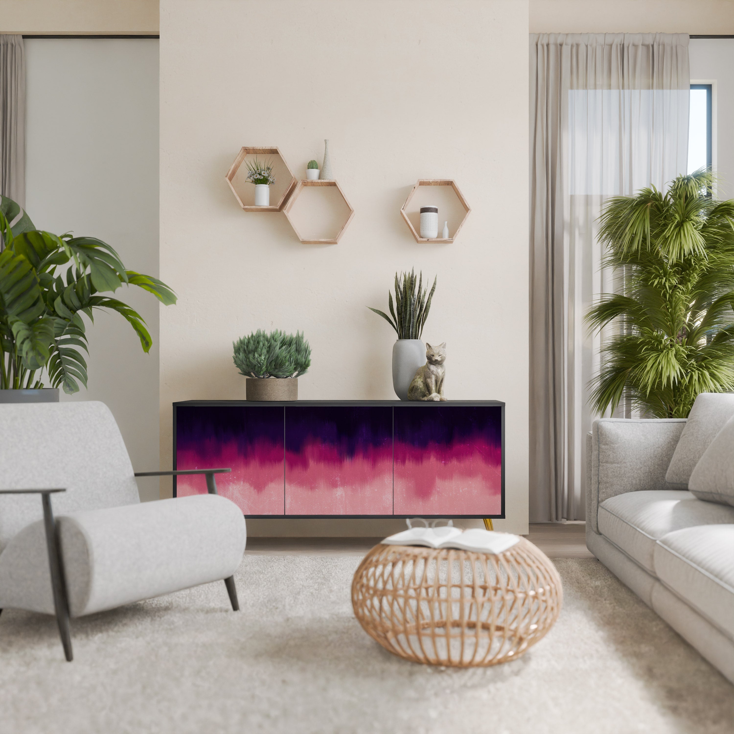 AURORA BOREALIS 3-türiges Sideboard in Schwarz