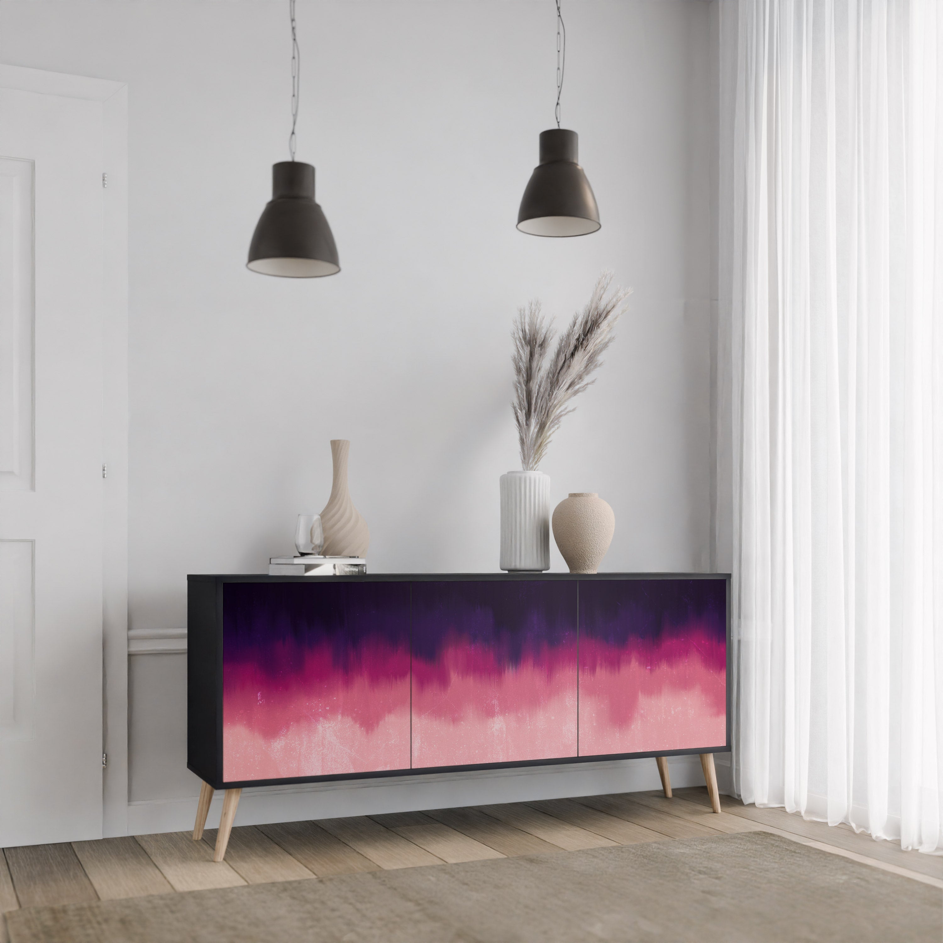 AURORA BOREALIS 3-türiges Sideboard in Schwarz