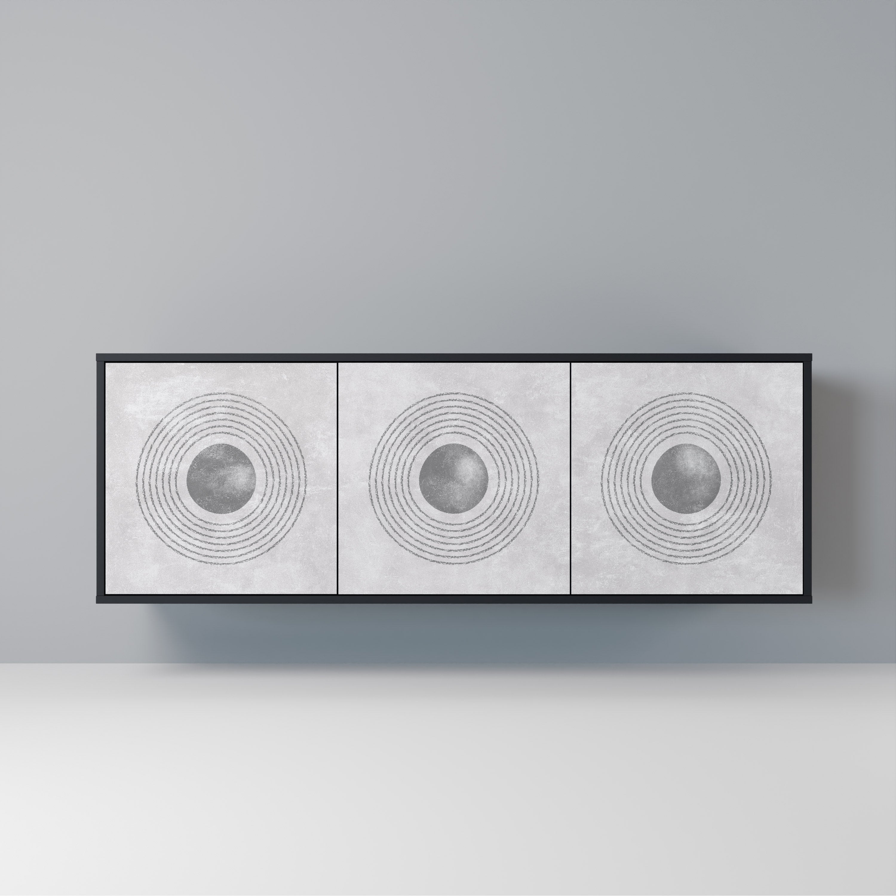 SOLID CIRCLES Sideboard mit 3 Türen in Schwarz