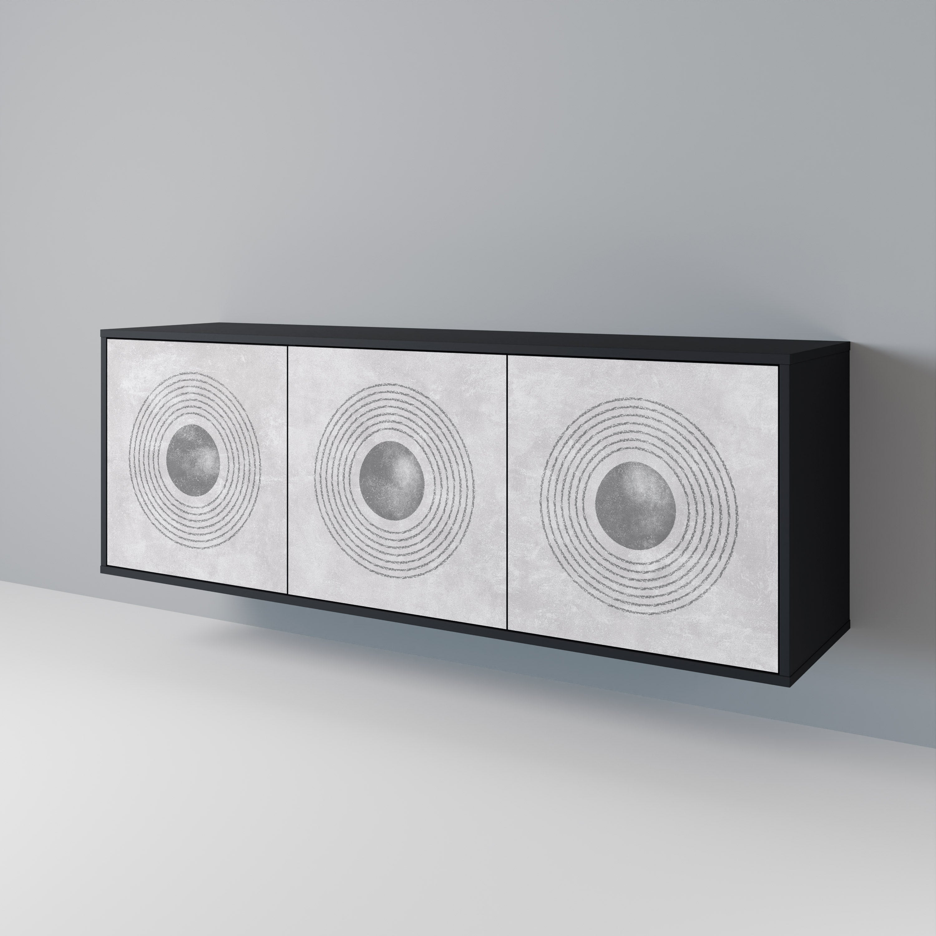SOLID CIRCLES Sideboard mit 3 Türen in Schwarz