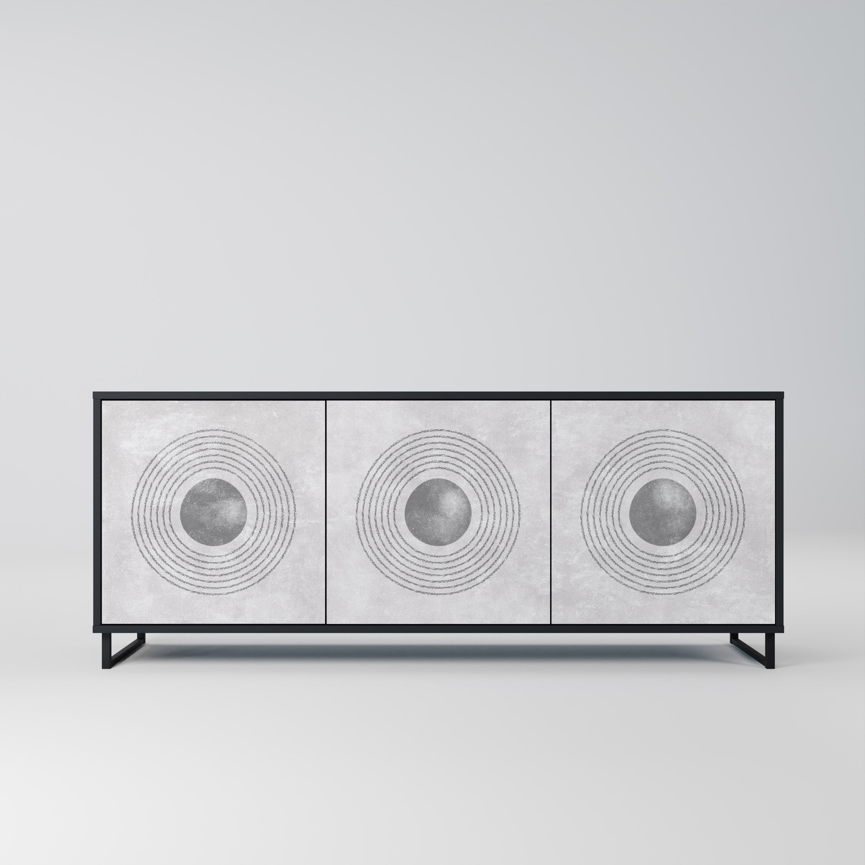 SOLID CIRCLES Sideboard mit 3 Türen in Schwarz