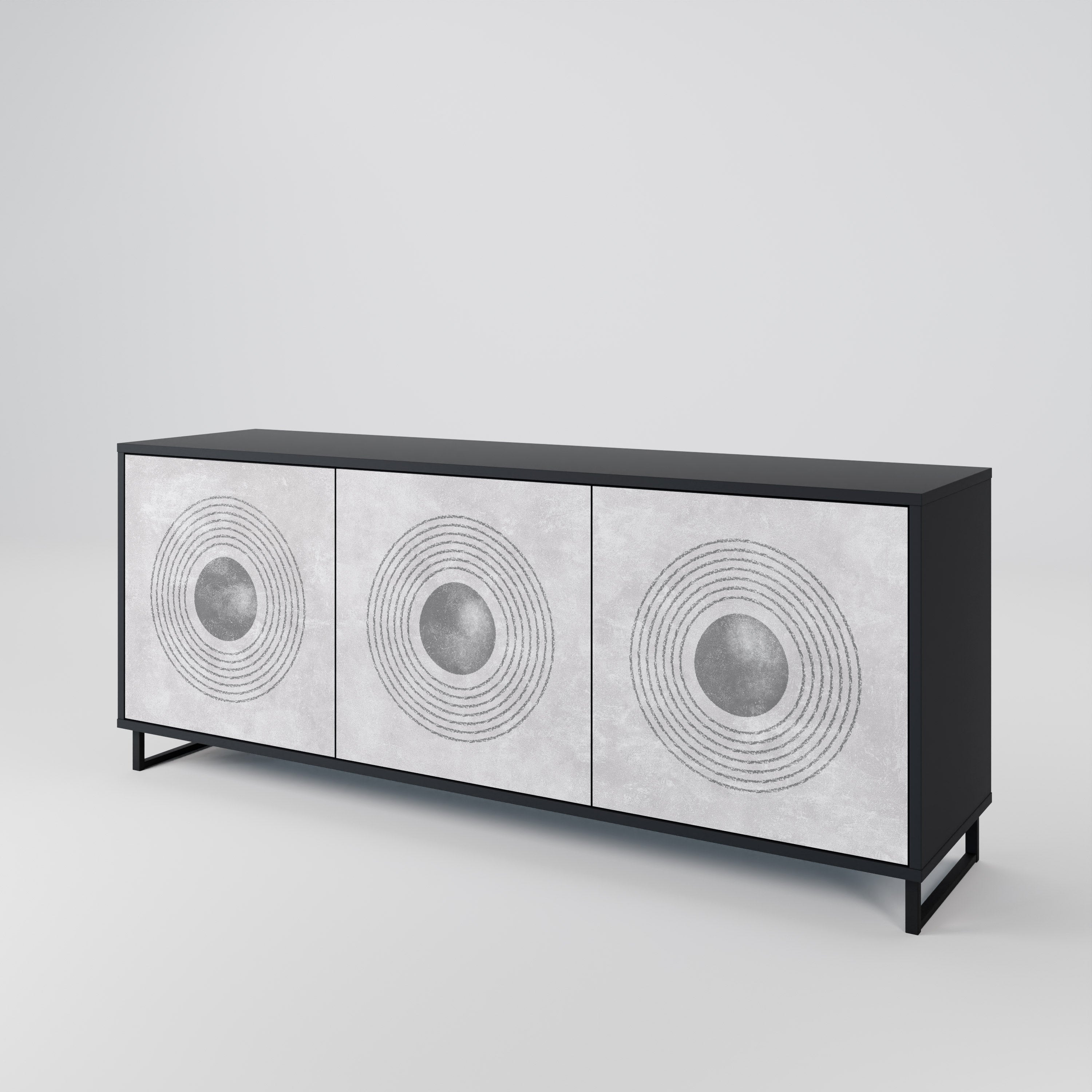 SOLID CIRCLES Sideboard mit 3 Türen in Schwarz