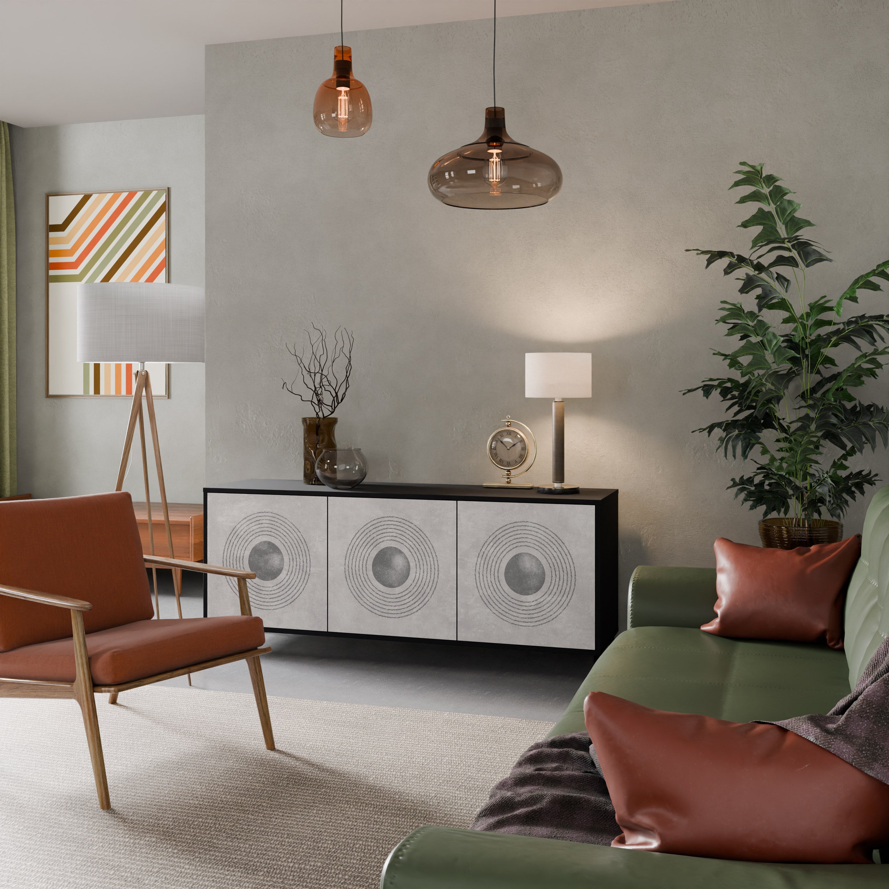 SOLID CIRCLES Sideboard mit 3 Türen in Schwarz