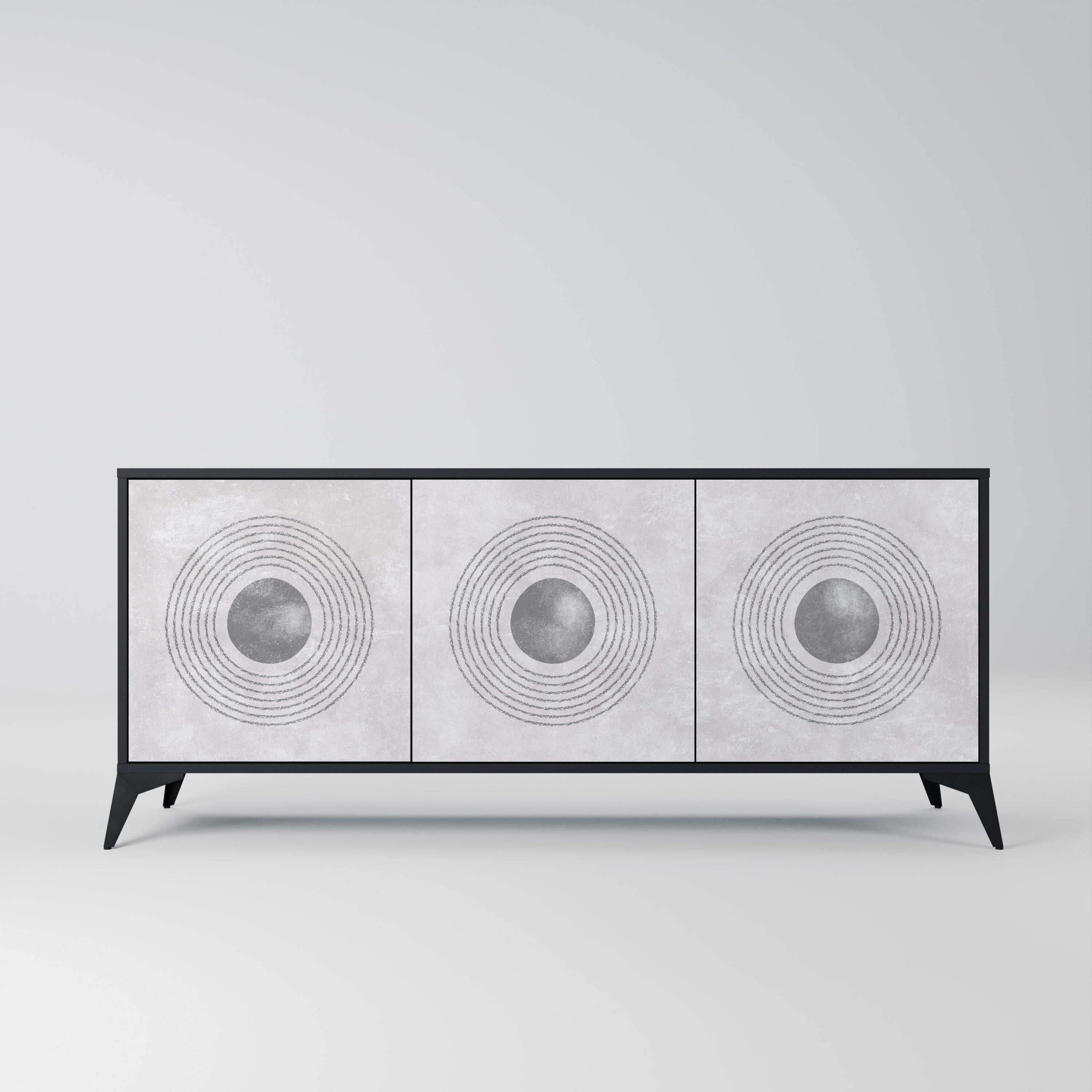 SOLID CIRCLES Sideboard mit 3 Türen in Schwarz