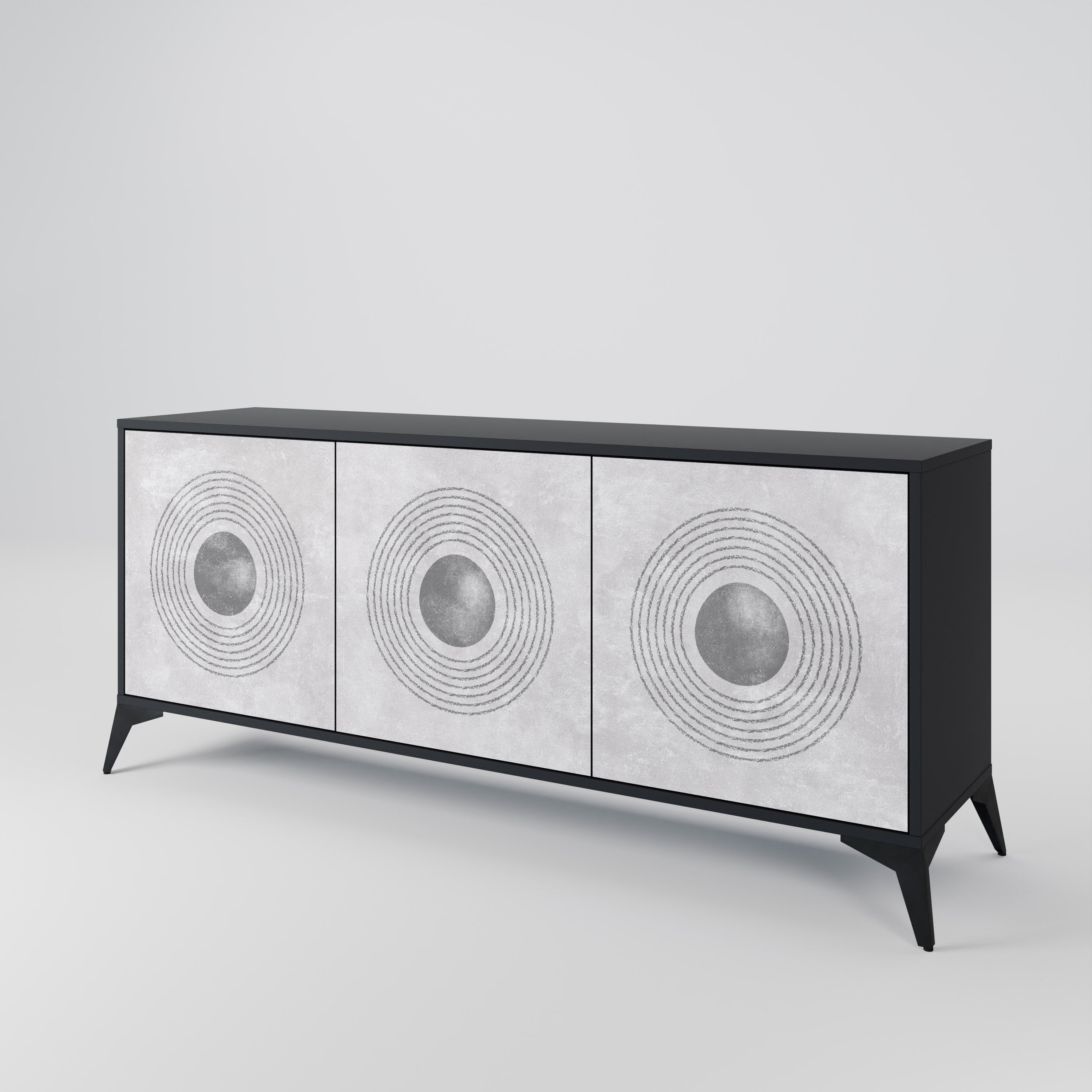 SOLID CIRCLES Sideboard mit 3 Türen in Schwarz