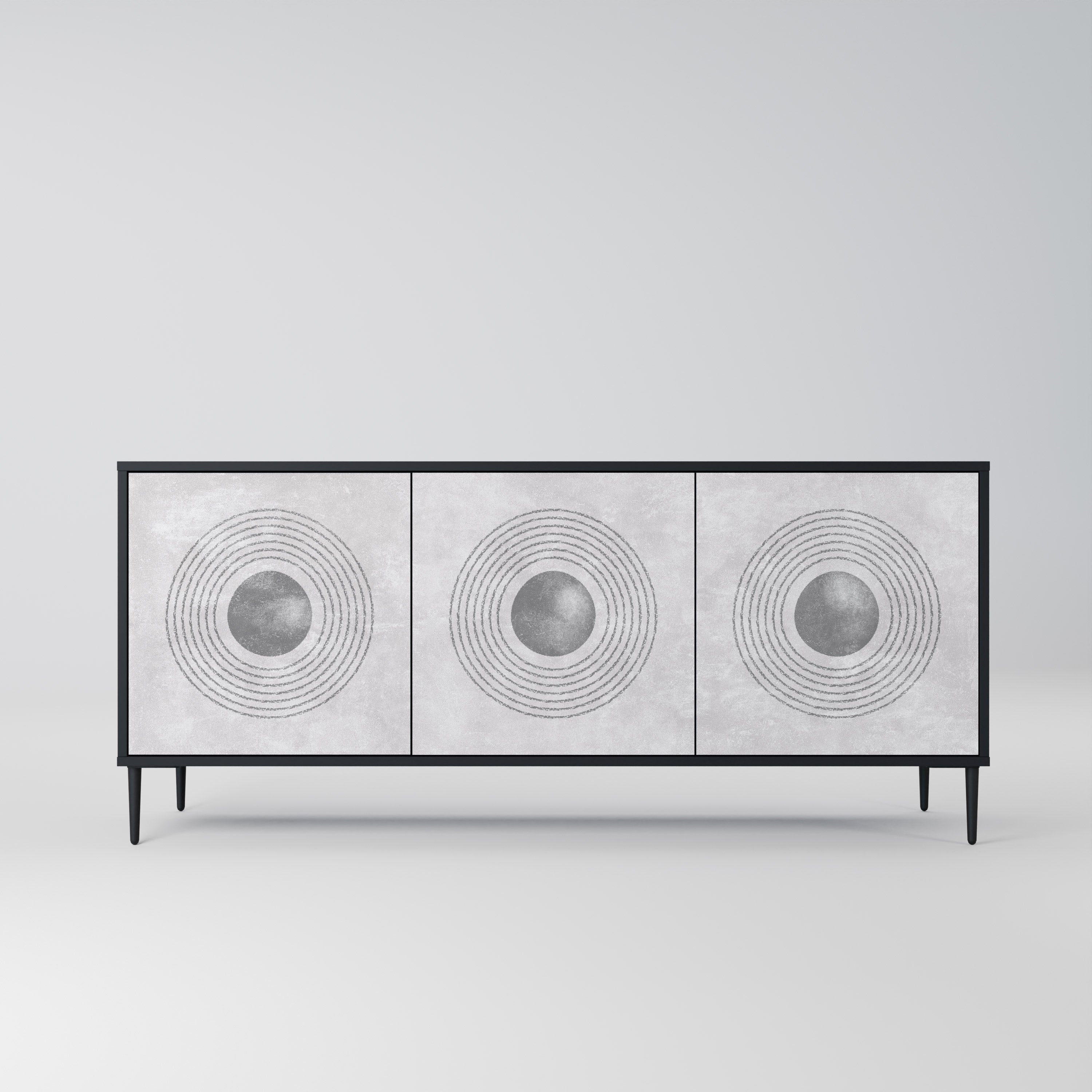 SOLID CIRCLES Sideboard mit 3 Türen in Schwarz