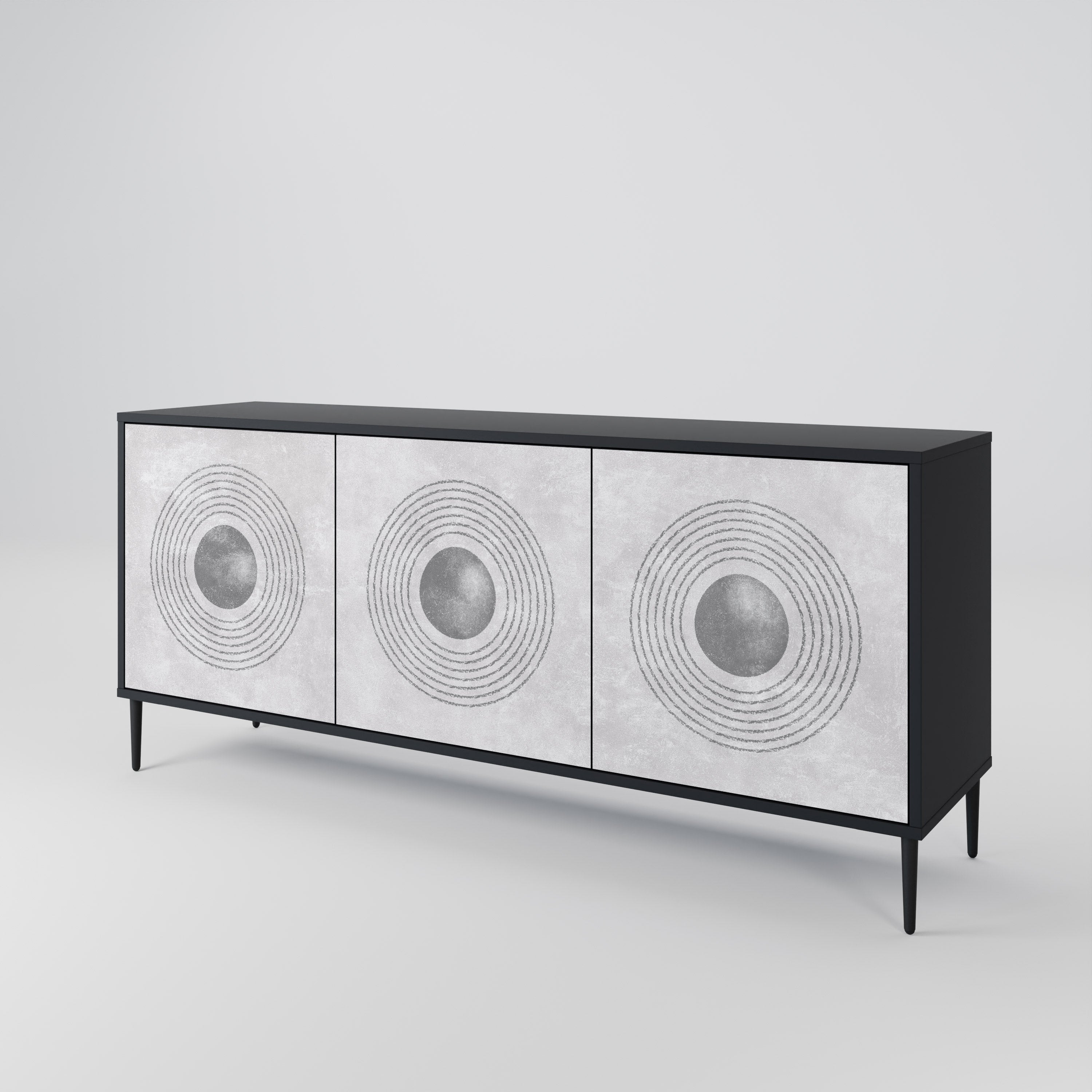 SOLID CIRCLES Sideboard mit 3 Türen in Schwarz
