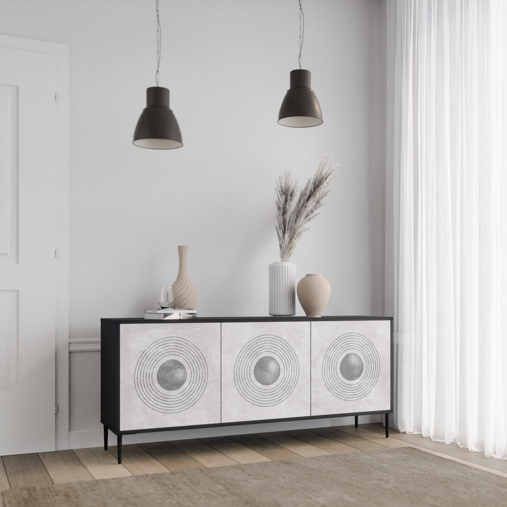 SOLID CIRCLES Sideboard mit 3 Türen in Schwarz