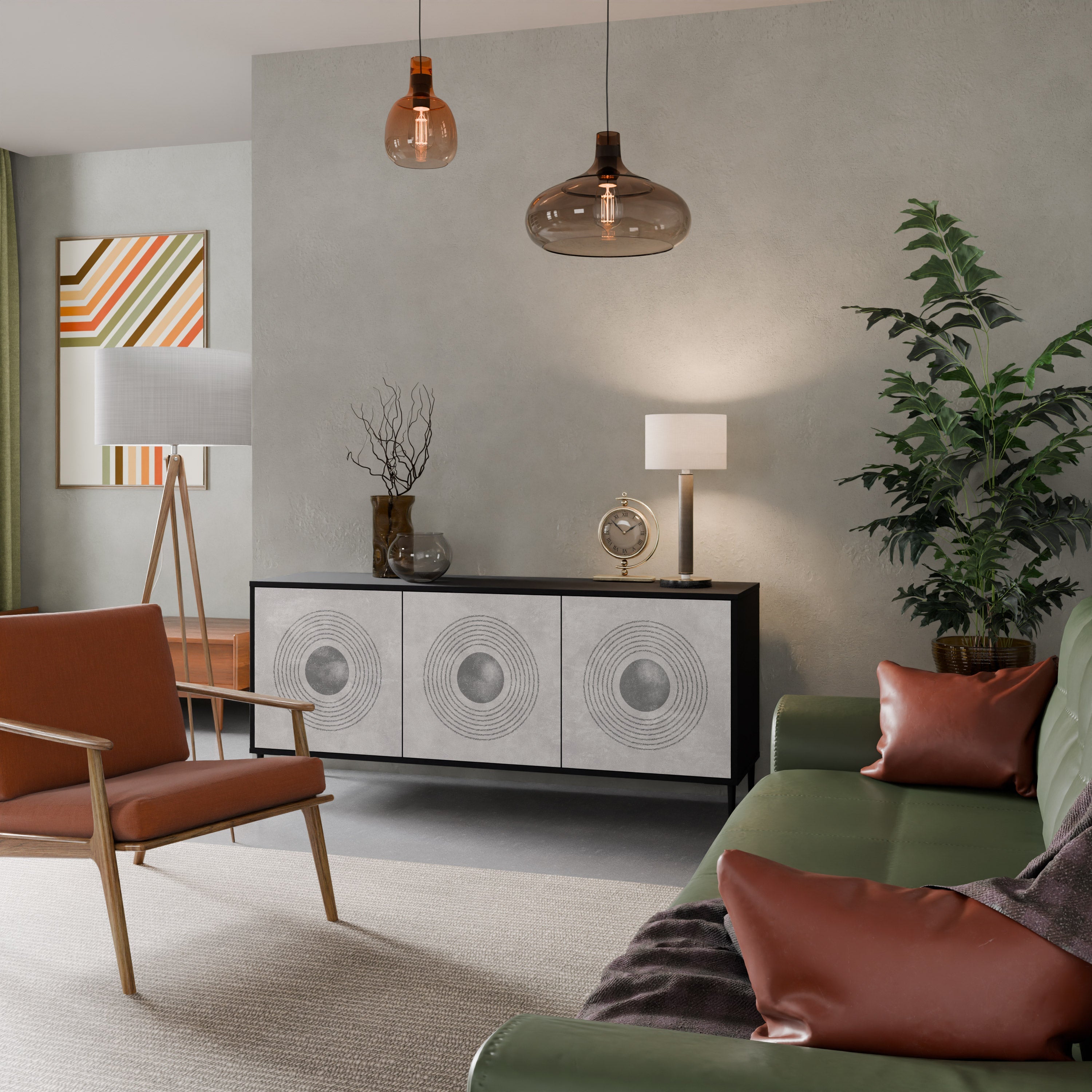 SOLID CIRCLES Sideboard mit 3 Türen in Schwarz