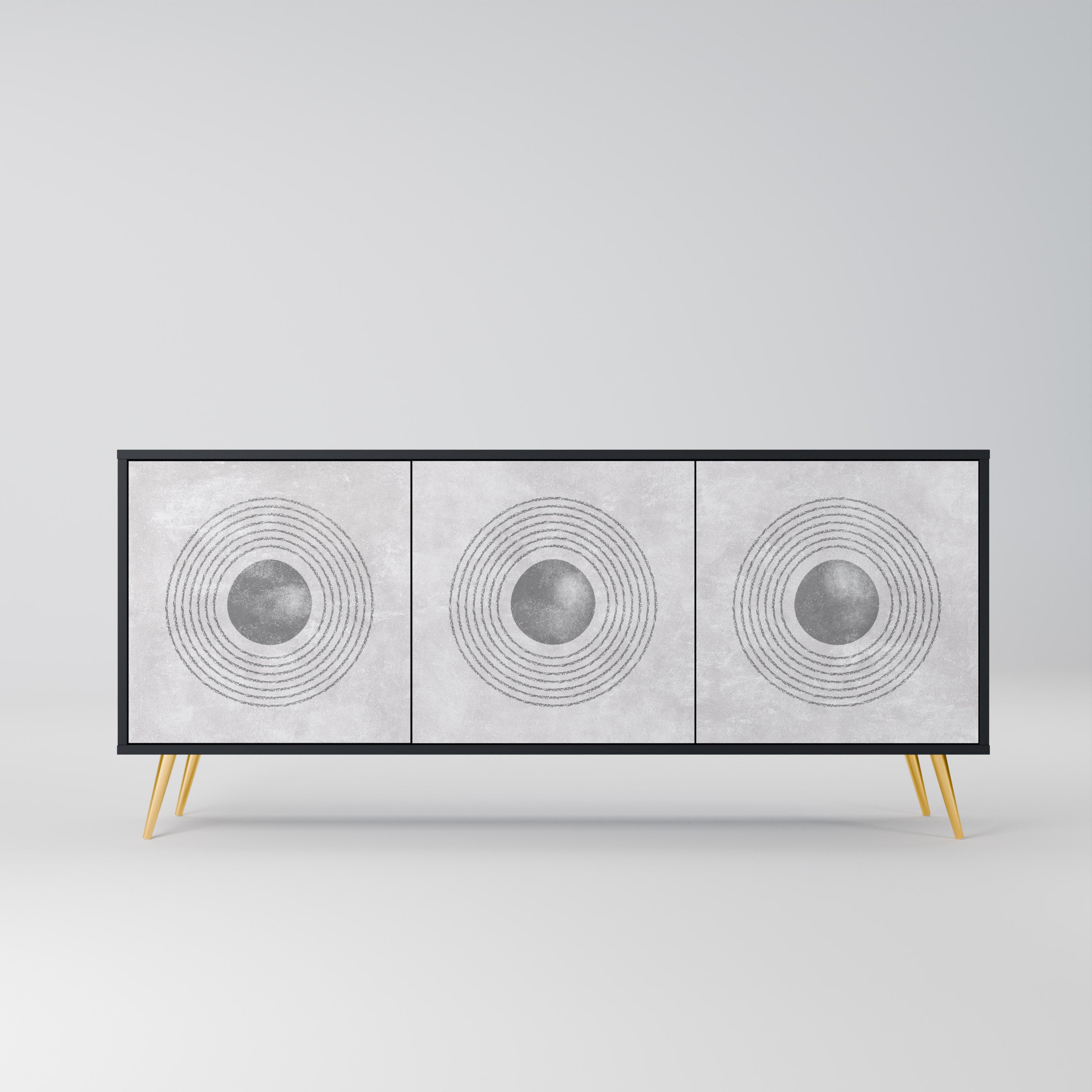 SOLID CIRCLES Sideboard mit 3 Türen in Schwarz