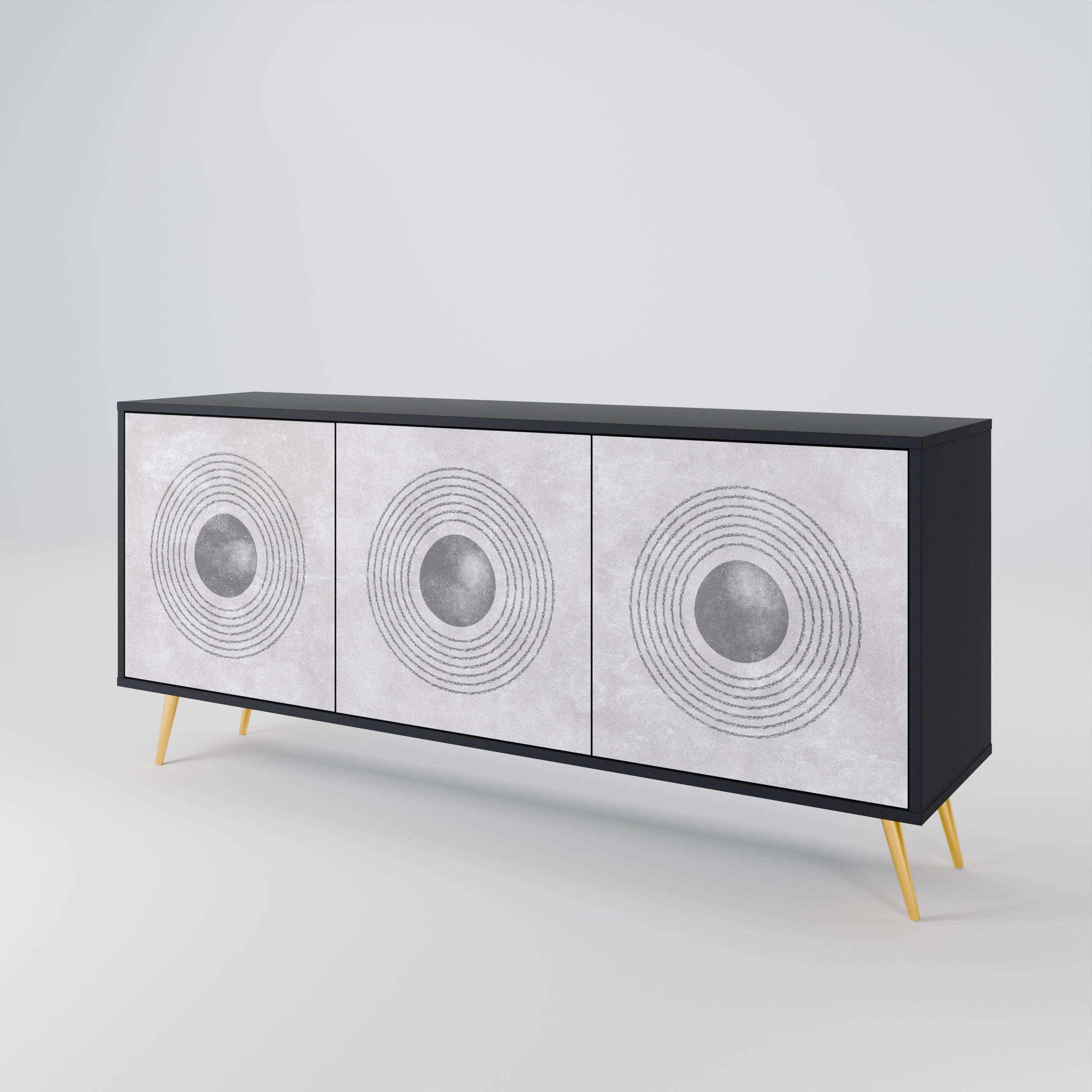 SOLID CIRCLES Sideboard mit 3 Türen in Schwarz