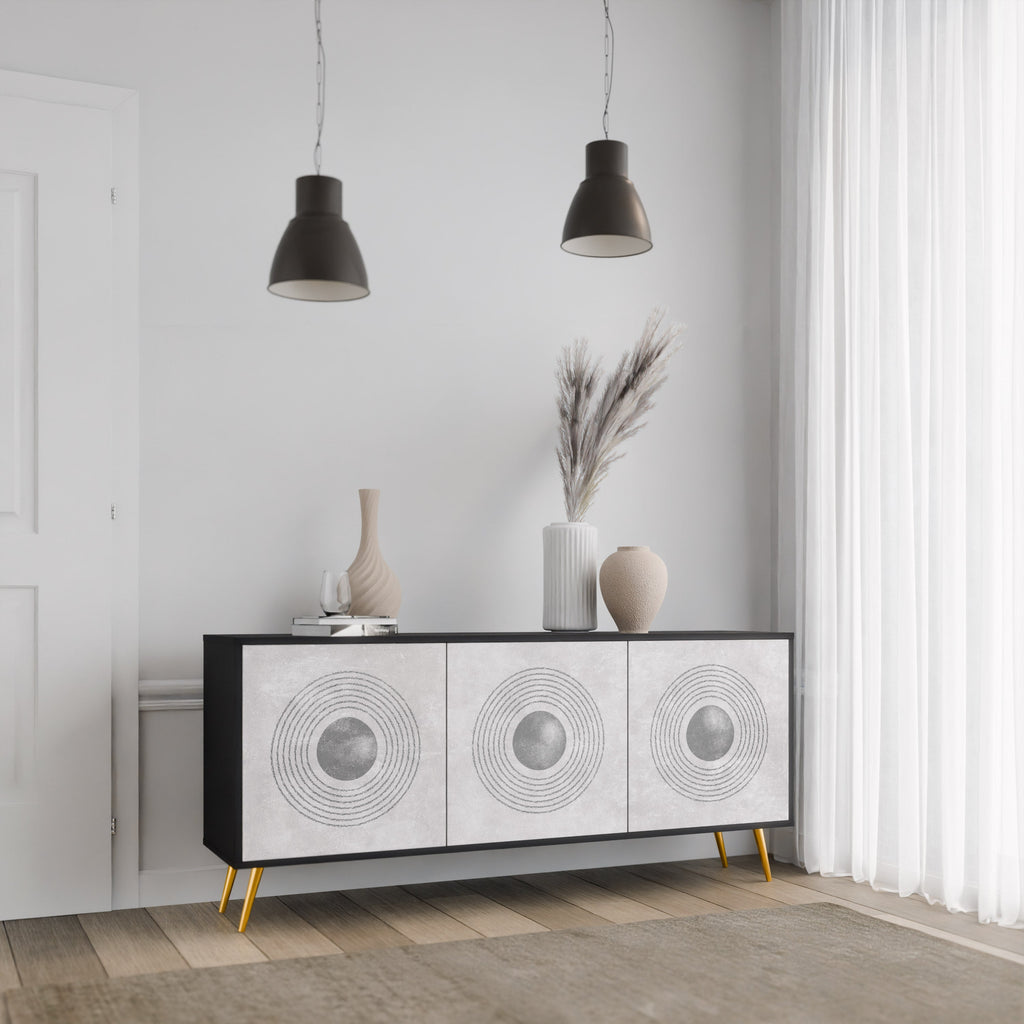 SOLID CIRCLES Sideboard mit 3 Türen in Schwarz