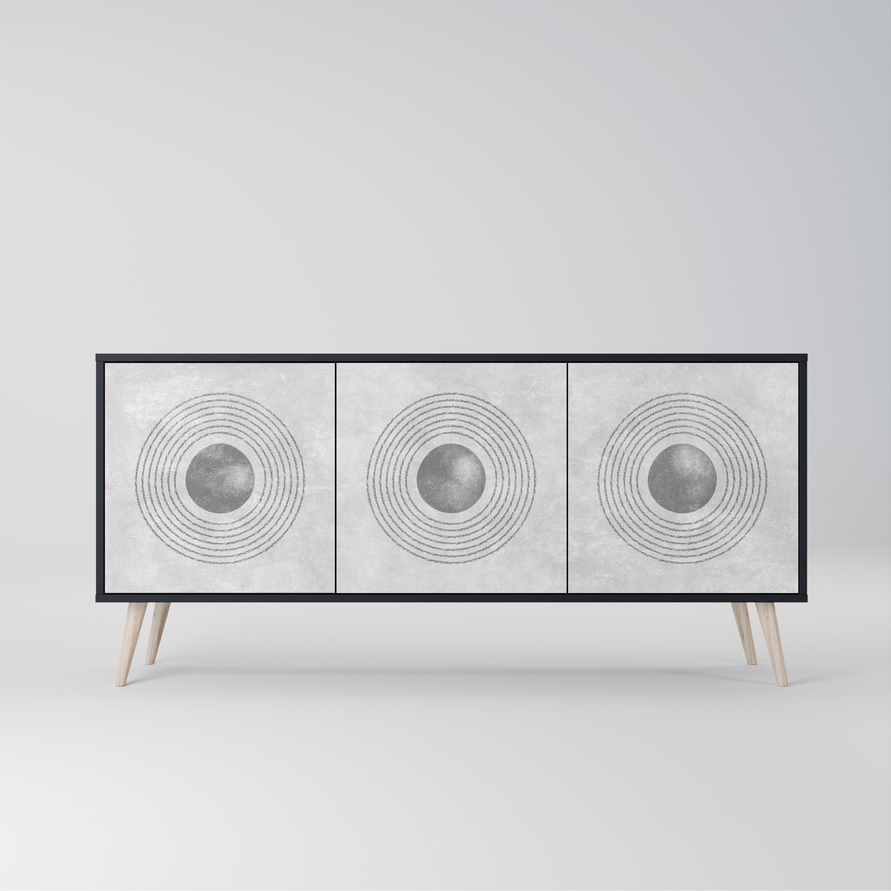 SOLID CIRCLES Sideboard mit 3 Türen in Schwarz