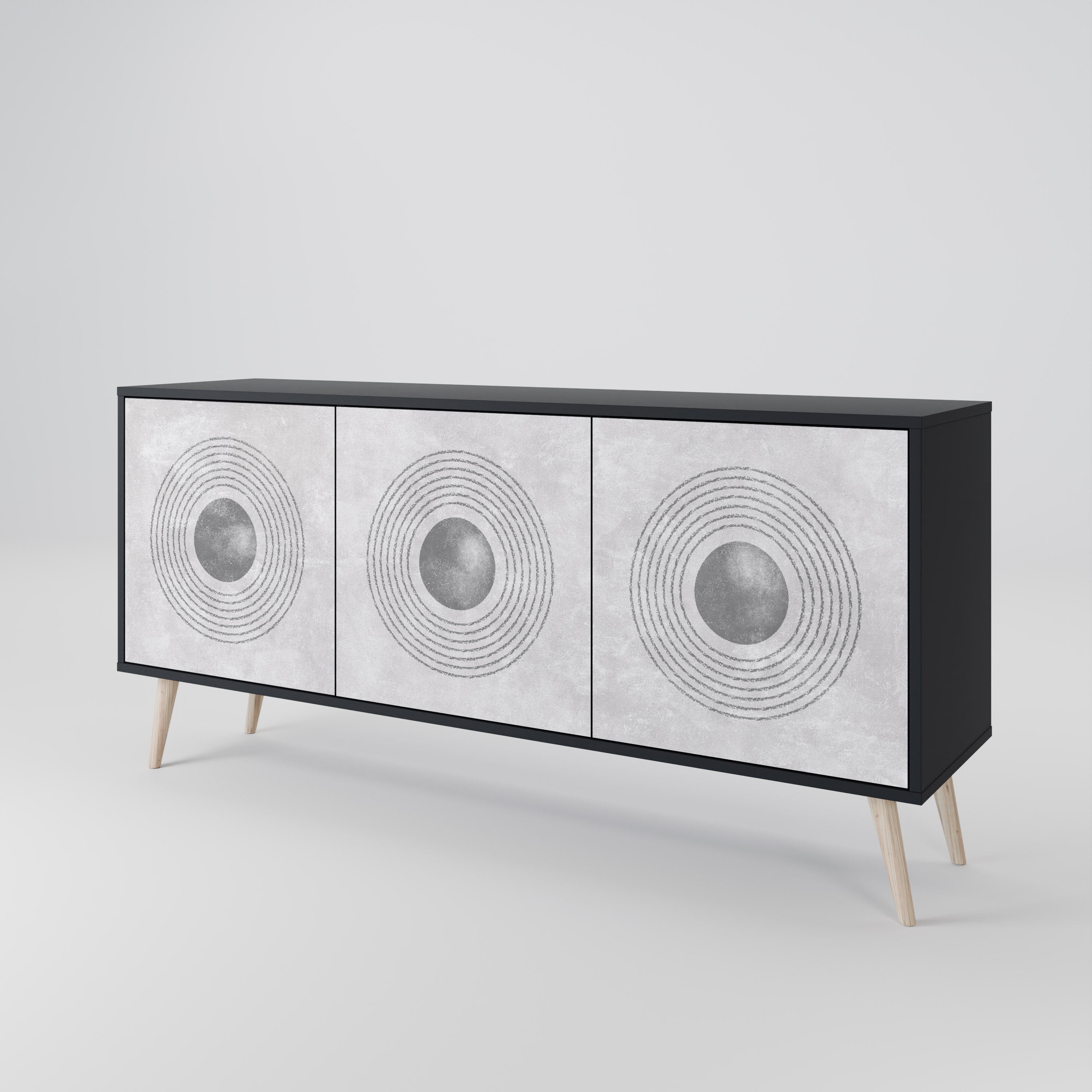 SOLID CIRCLES Sideboard mit 3 Türen in Schwarz
