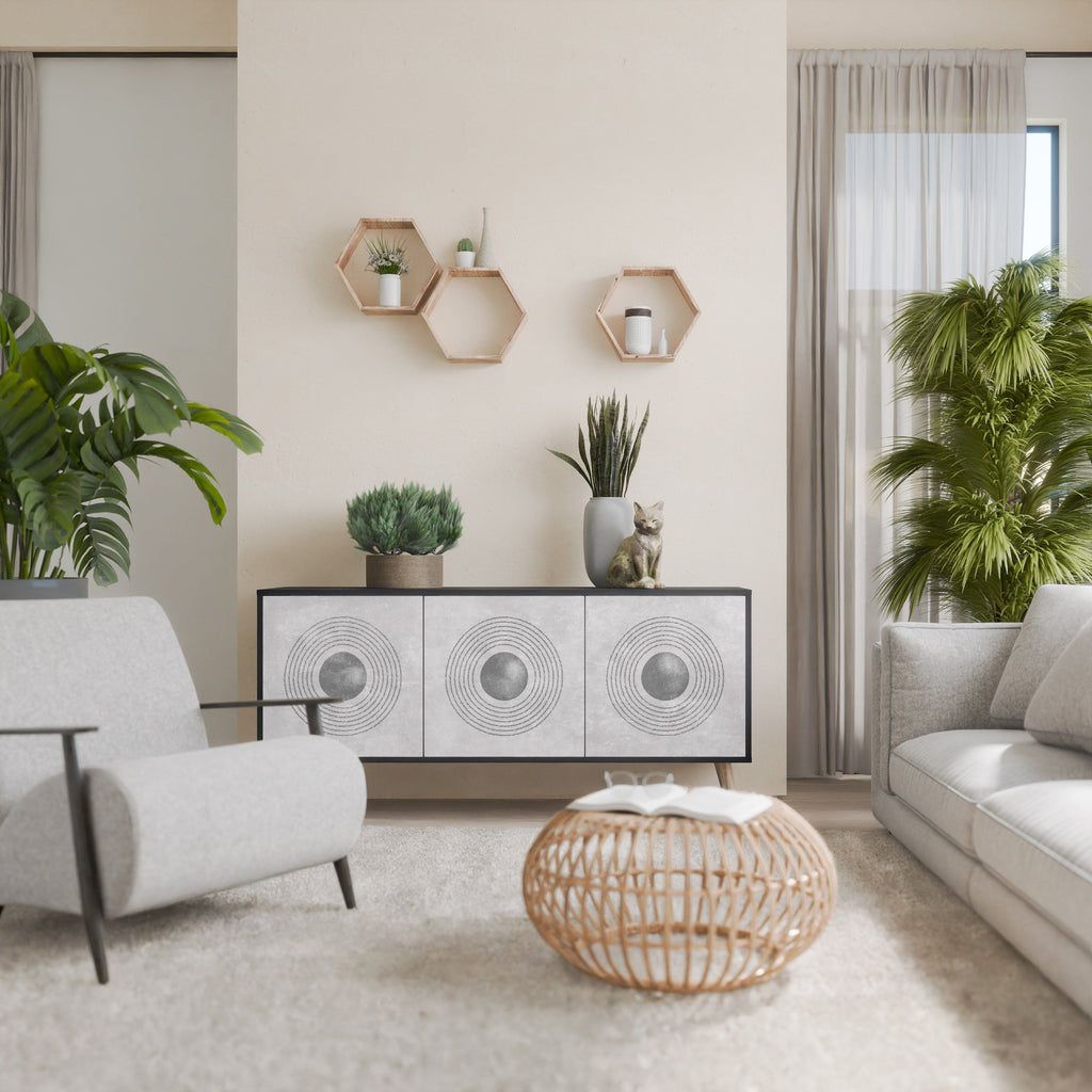 SOLID CIRCLES Sideboard mit 3 Türen in Schwarz