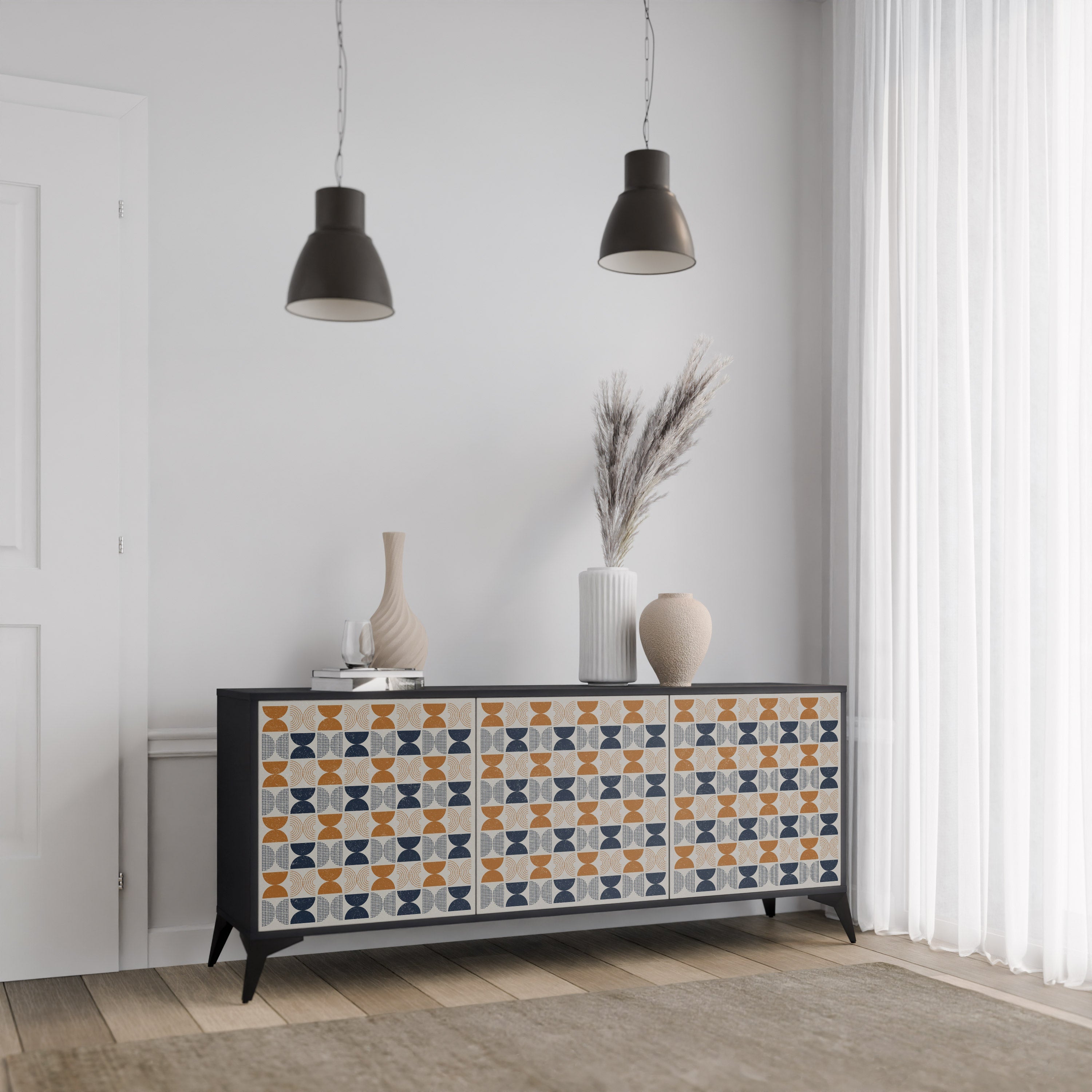REFLECTION RANGE 3-türiges Sideboard in Schwarz