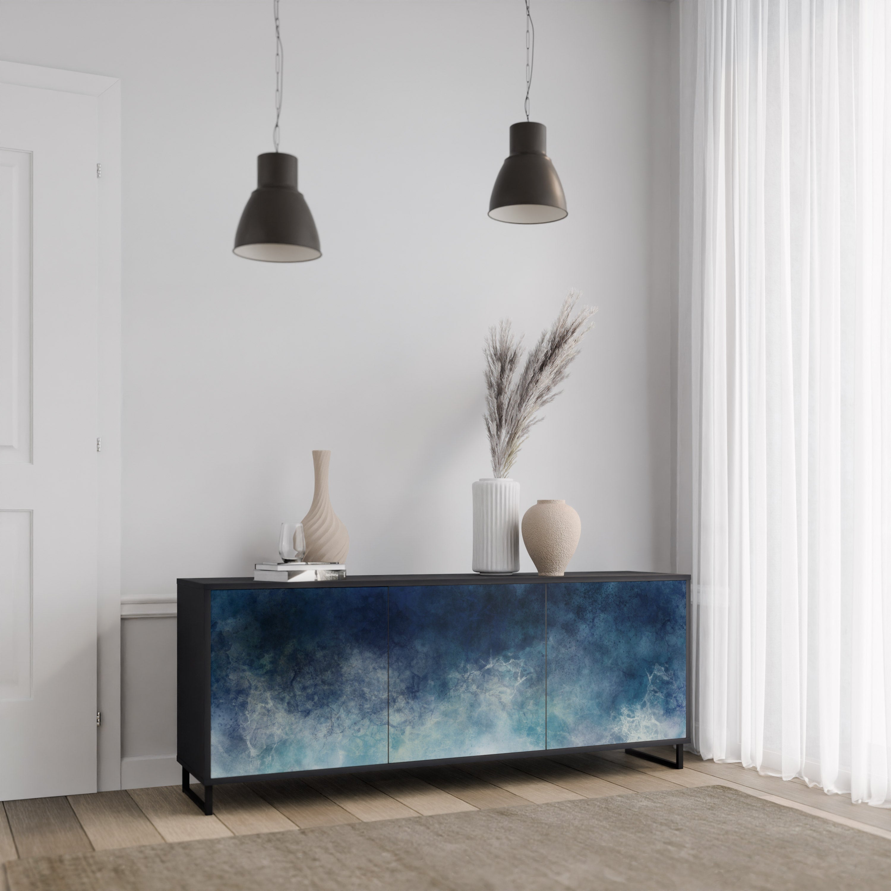 CELESTIAL FALL 3-türiges Sideboard in Schwarz