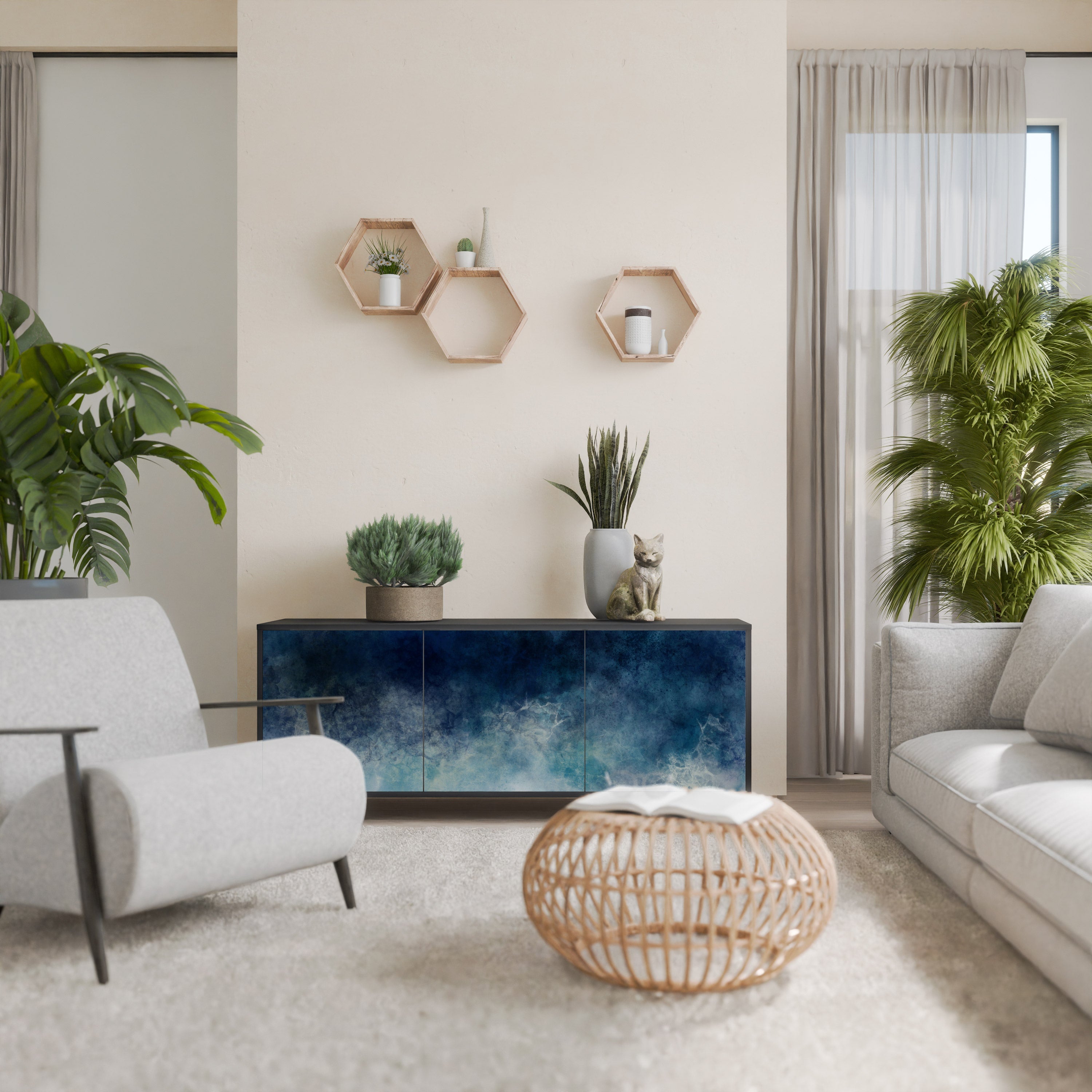 CELESTIAL FALL 3-türiges Sideboard in Schwarz