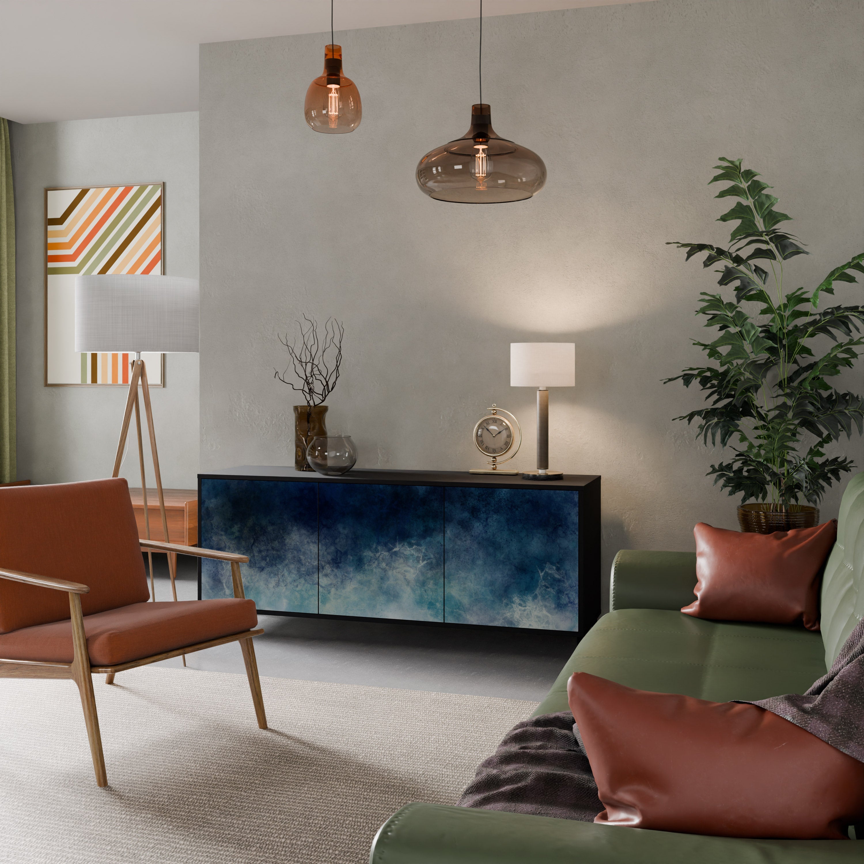 CELESTIAL FALL 3-türiges Sideboard in Schwarz