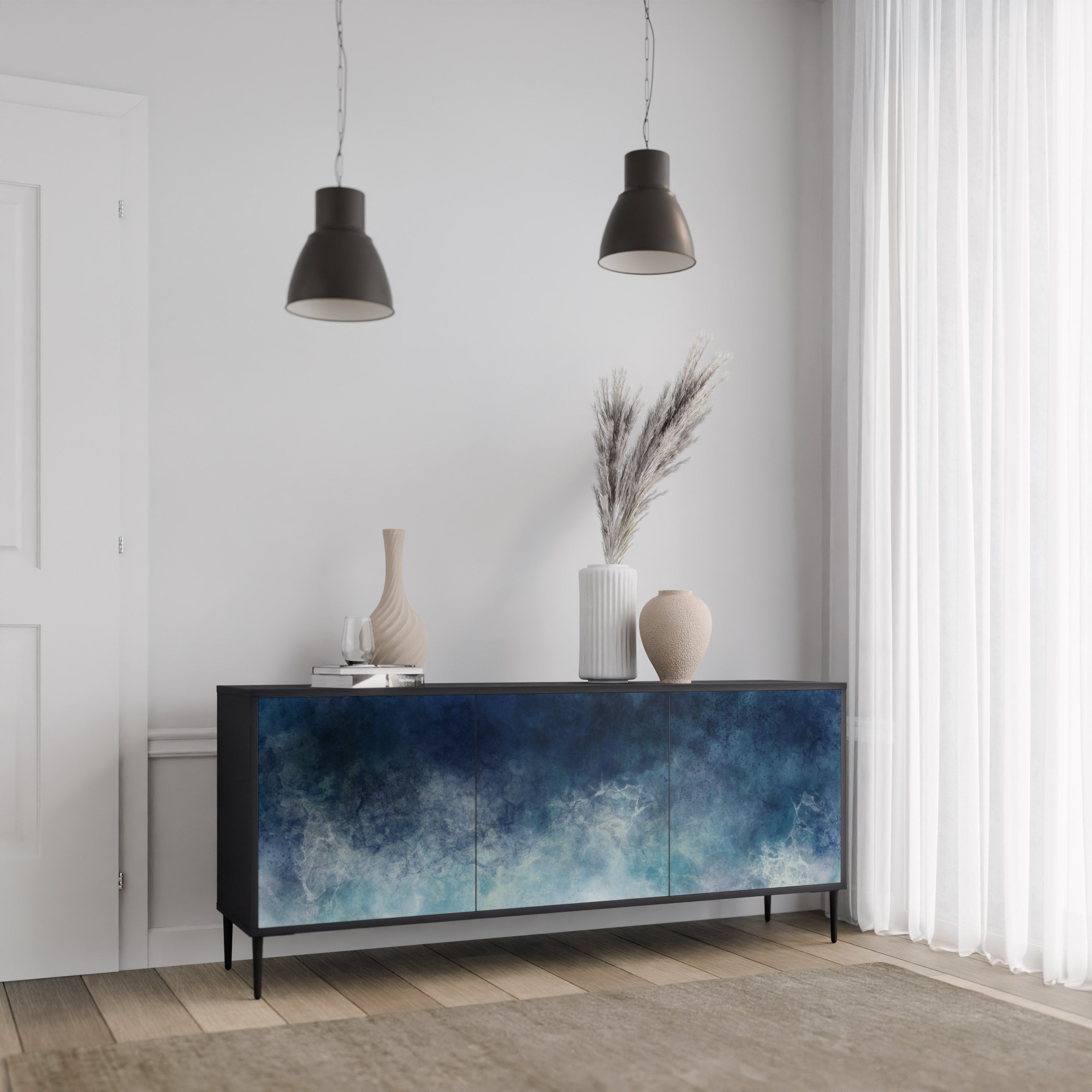 CELESTIAL FALL 3-türiges Sideboard in Schwarz
