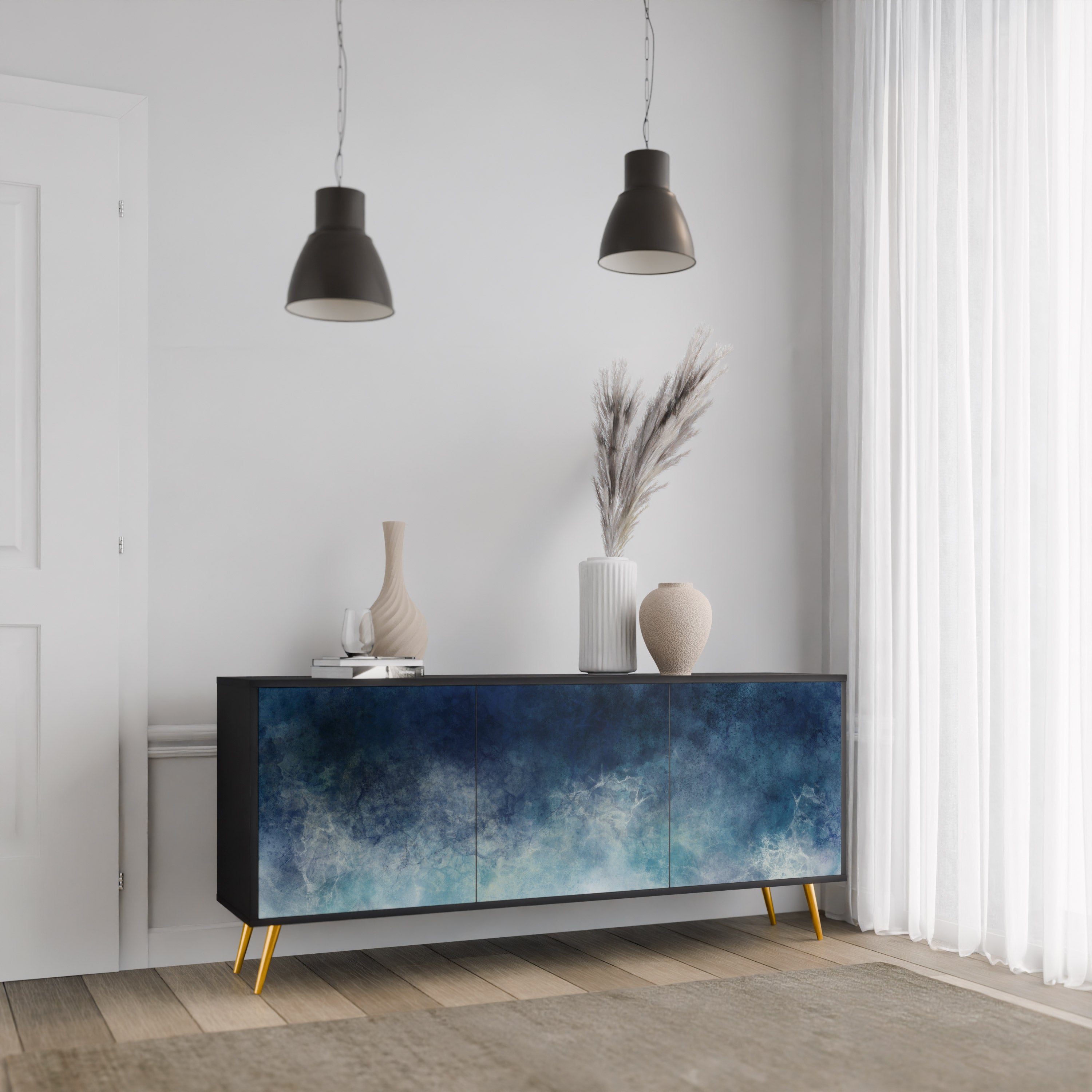 CELESTIAL FALL 3-türiges Sideboard in Schwarz
