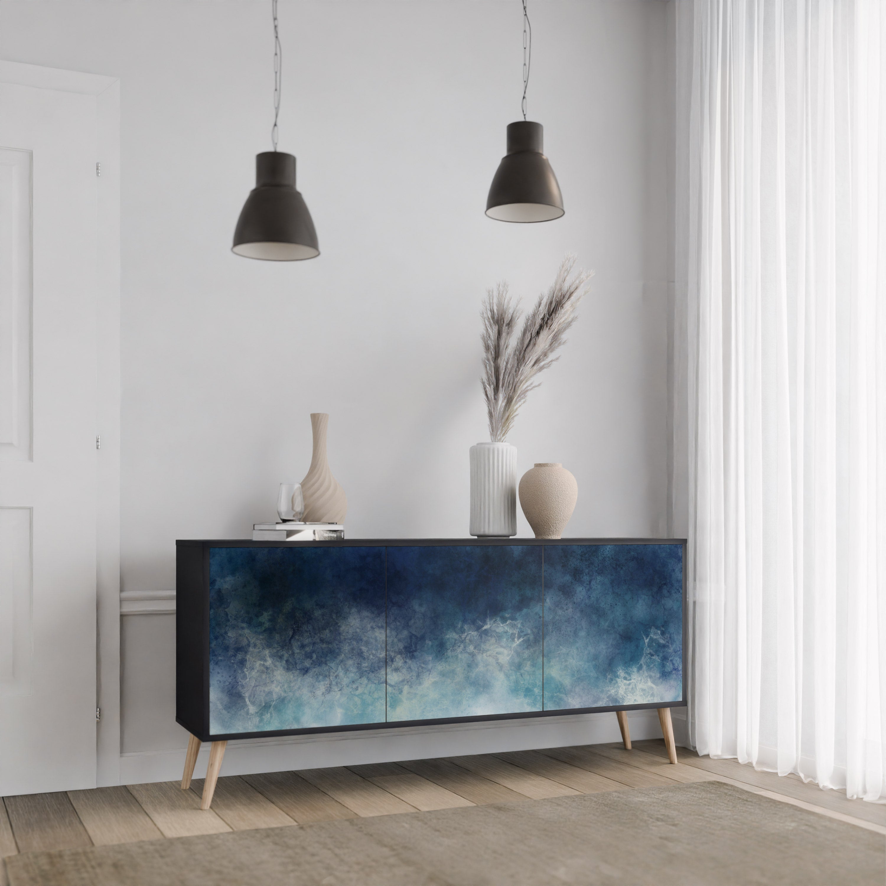 CELESTIAL FALL 3-türiges Sideboard in Schwarz