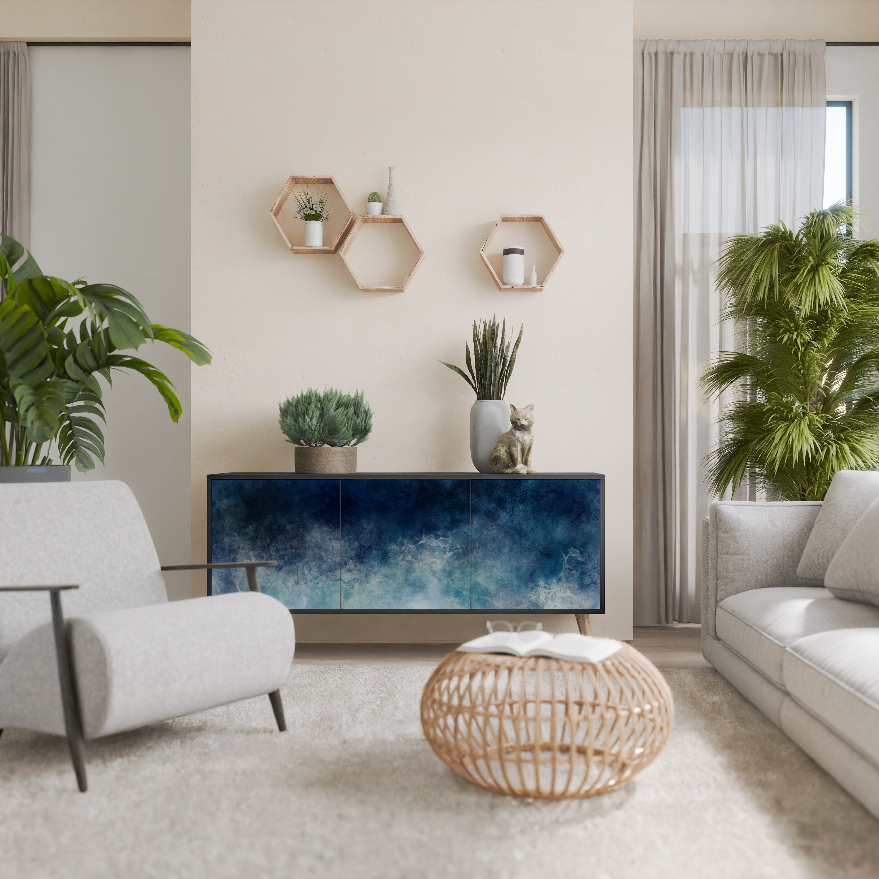CELESTIAL FALL 3-türiges Sideboard in Schwarz