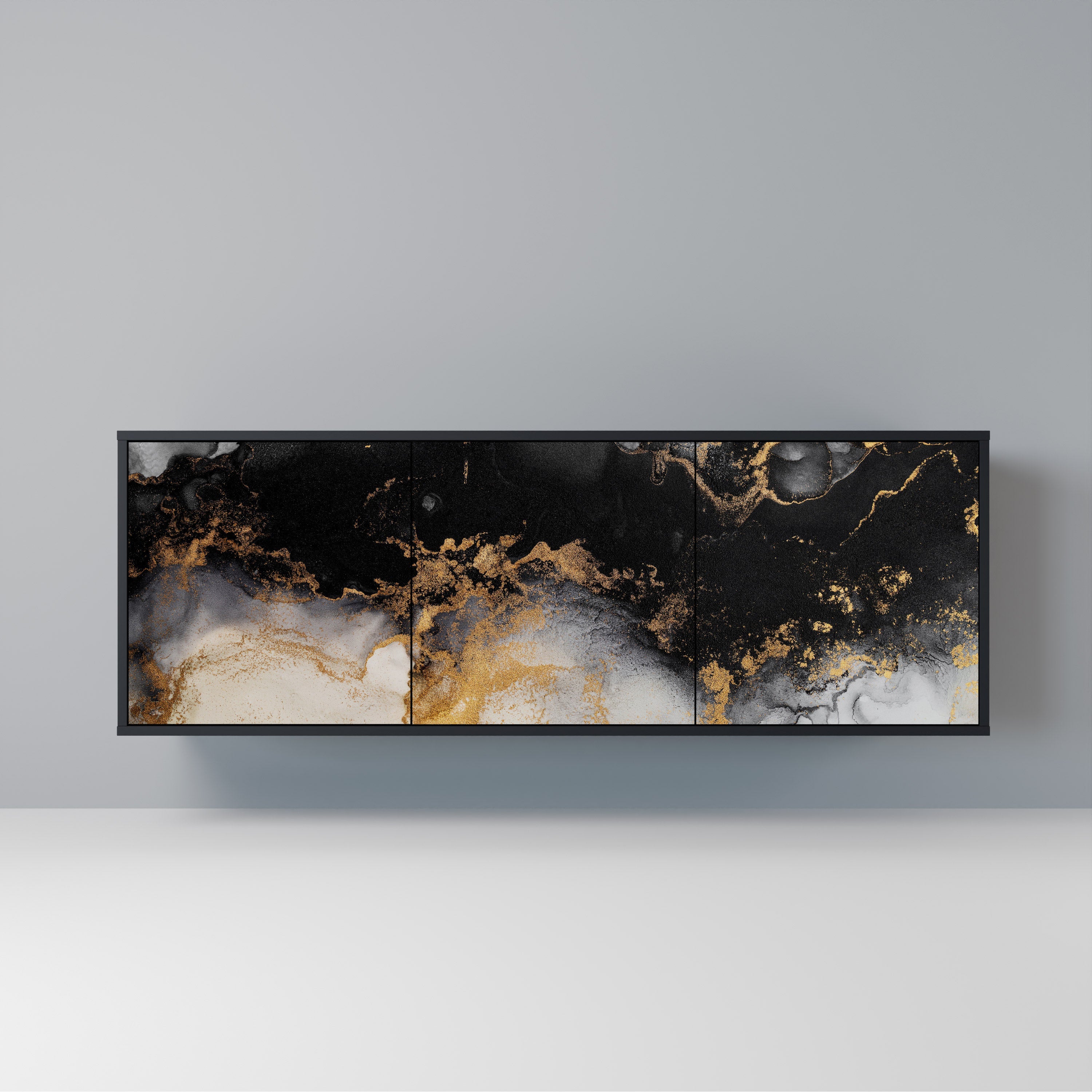 MARBLE OF TOMMORROW Sideboard mit 3 Türen in Schwarz