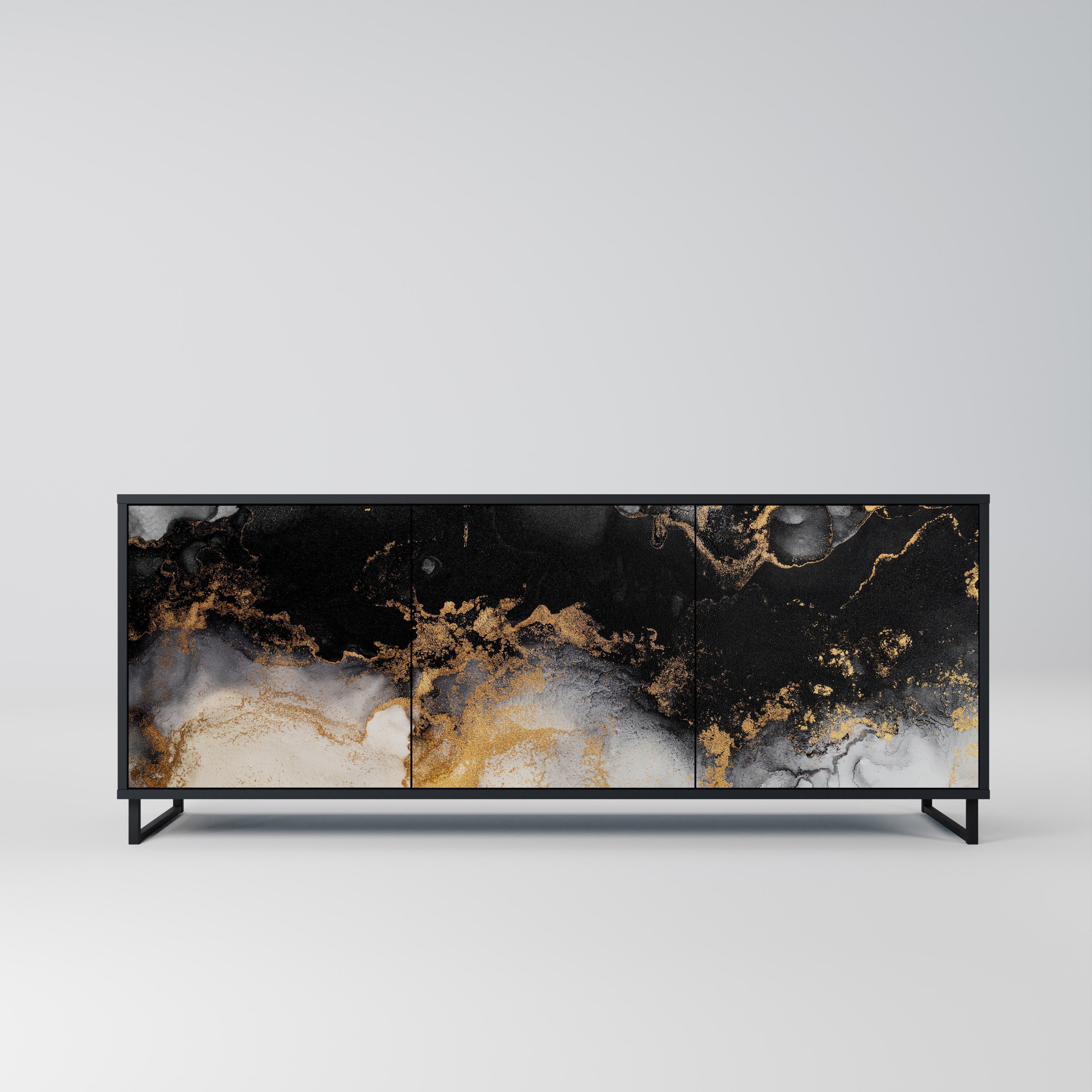 MARBLE OF TOMMORROW Sideboard mit 3 Türen in Schwarz