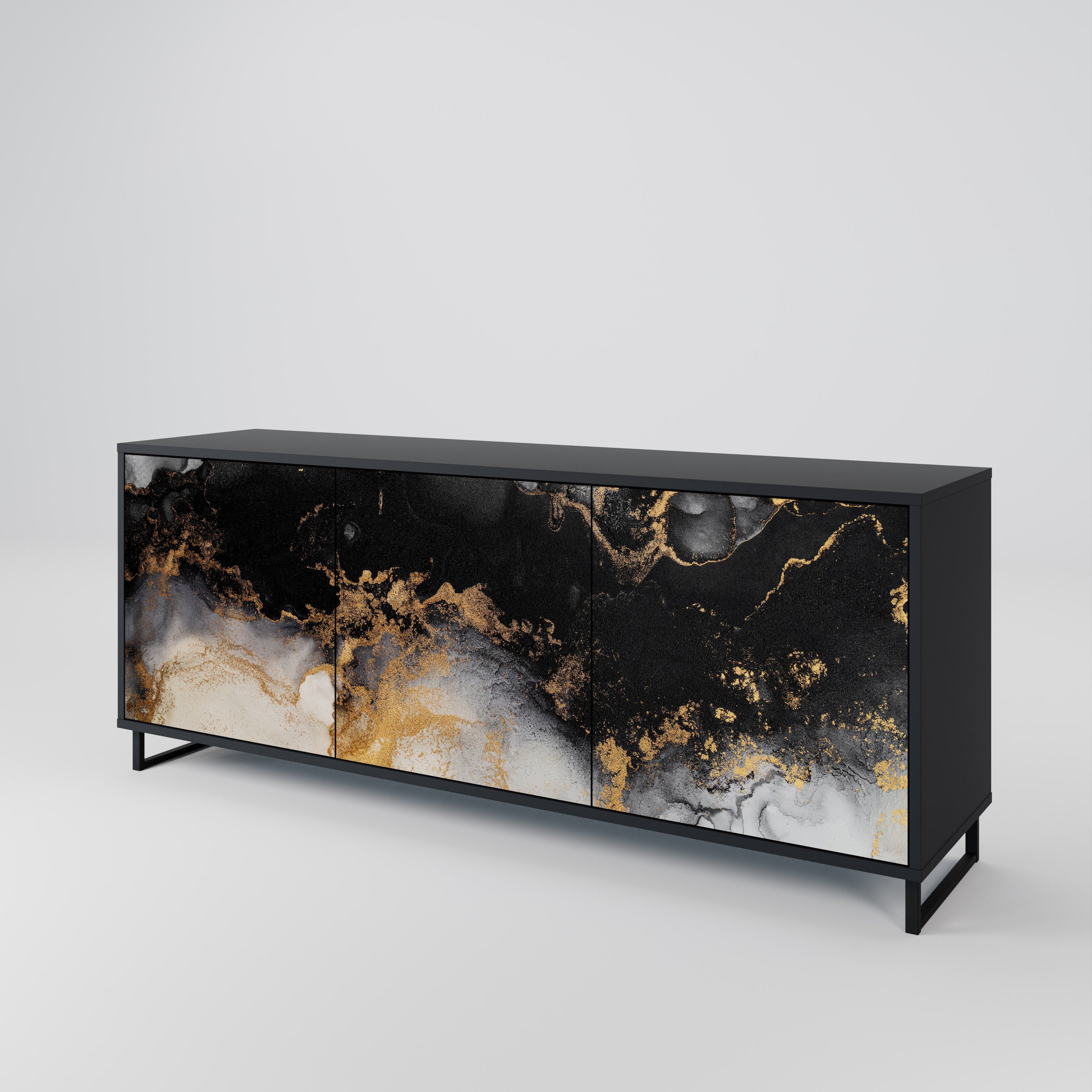 MARBLE OF TOMMORROW Sideboard mit 3 Türen in Schwarz