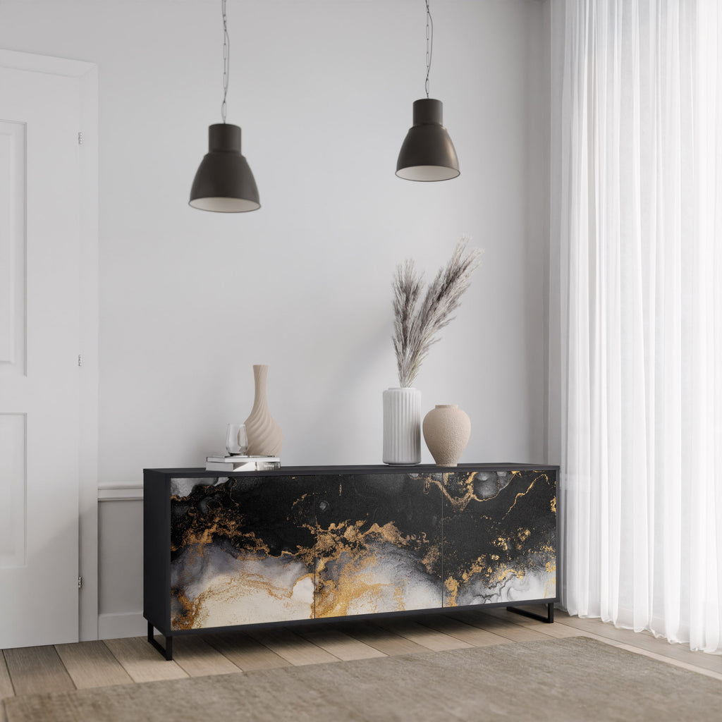 MARBLE OF TOMMORROW Sideboard mit 3 Türen in Schwarz