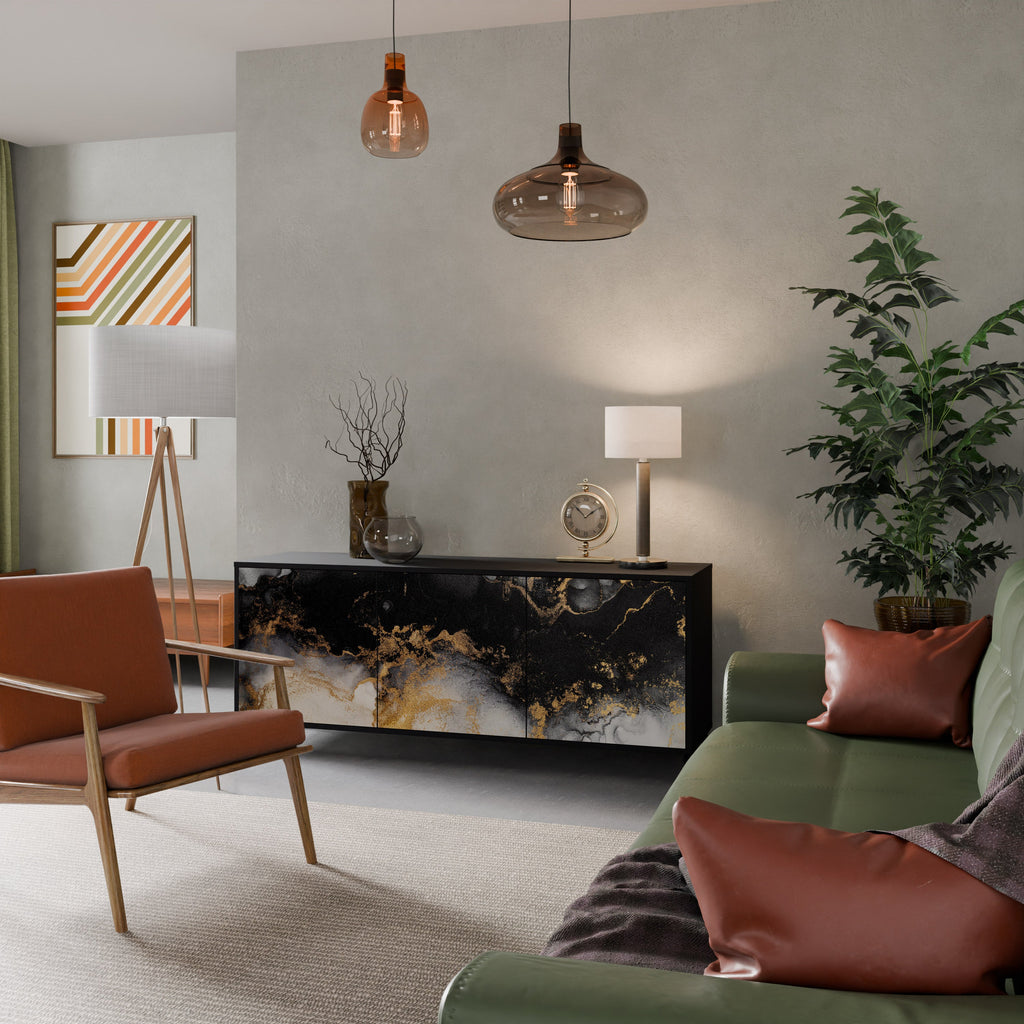 MARBLE OF TOMMORROW Sideboard mit 3 Türen in Schwarz