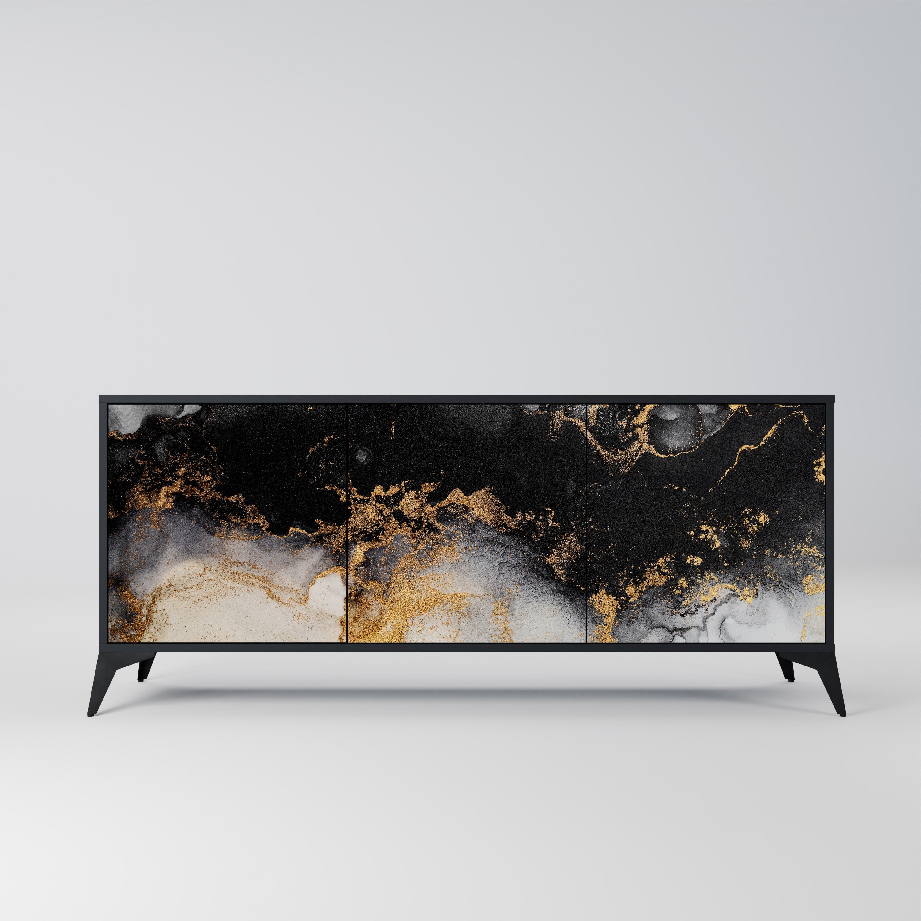 MARBLE OF TOMMORROW Sideboard mit 3 Türen in Schwarz
