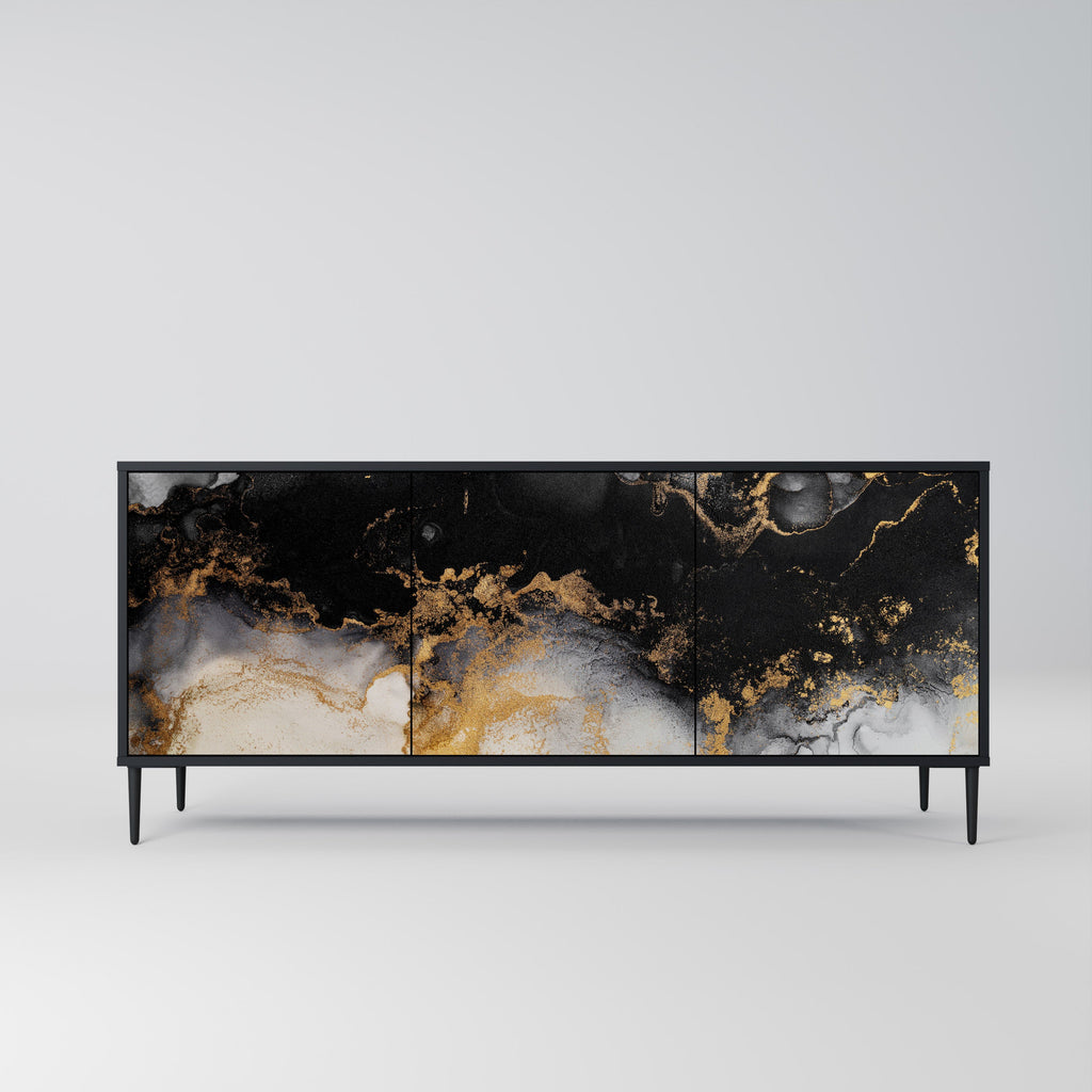 MARBLE OF TOMMORROW Sideboard mit 3 Türen in Schwarz