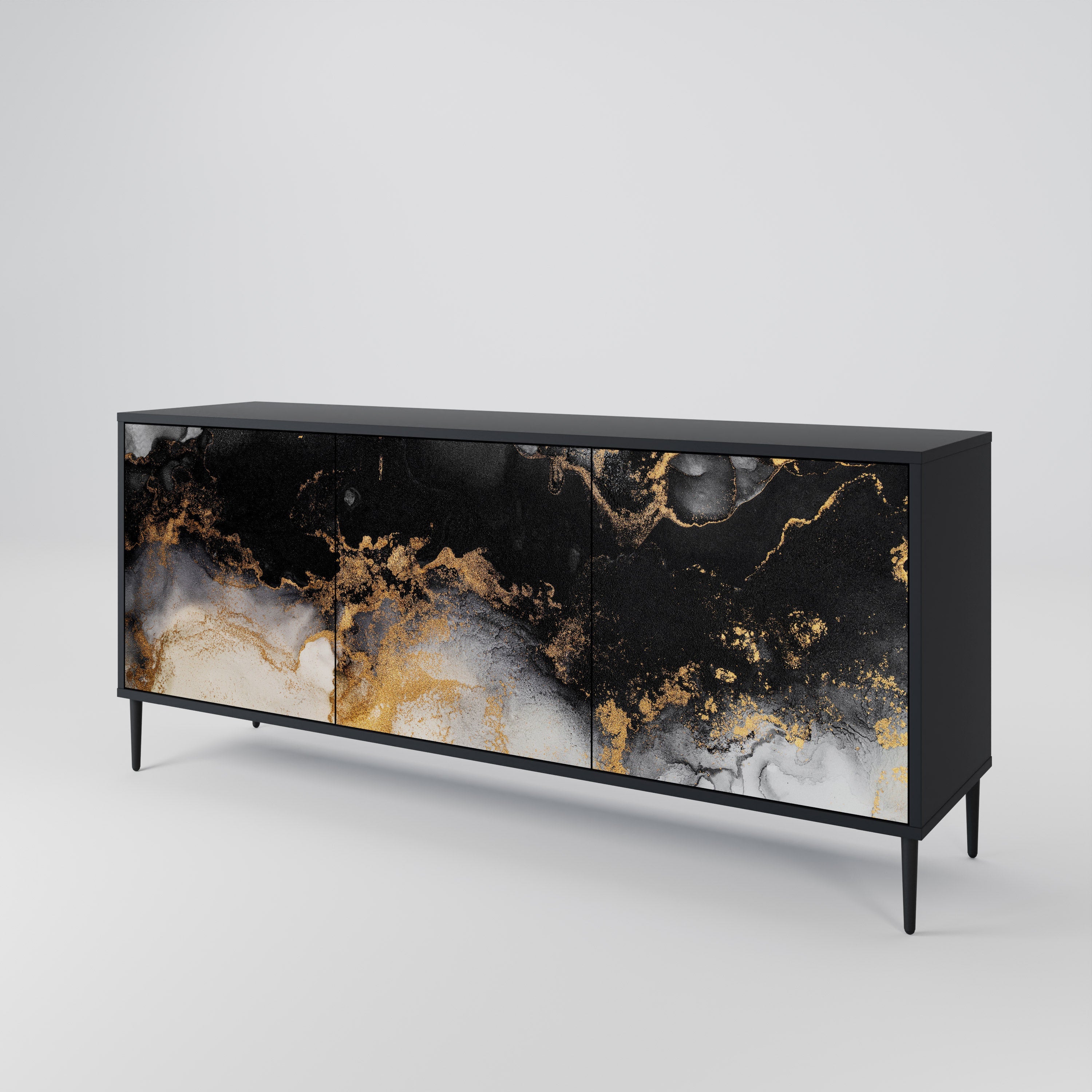 MARBLE OF TOMMORROW Sideboard mit 3 Türen in Schwarz