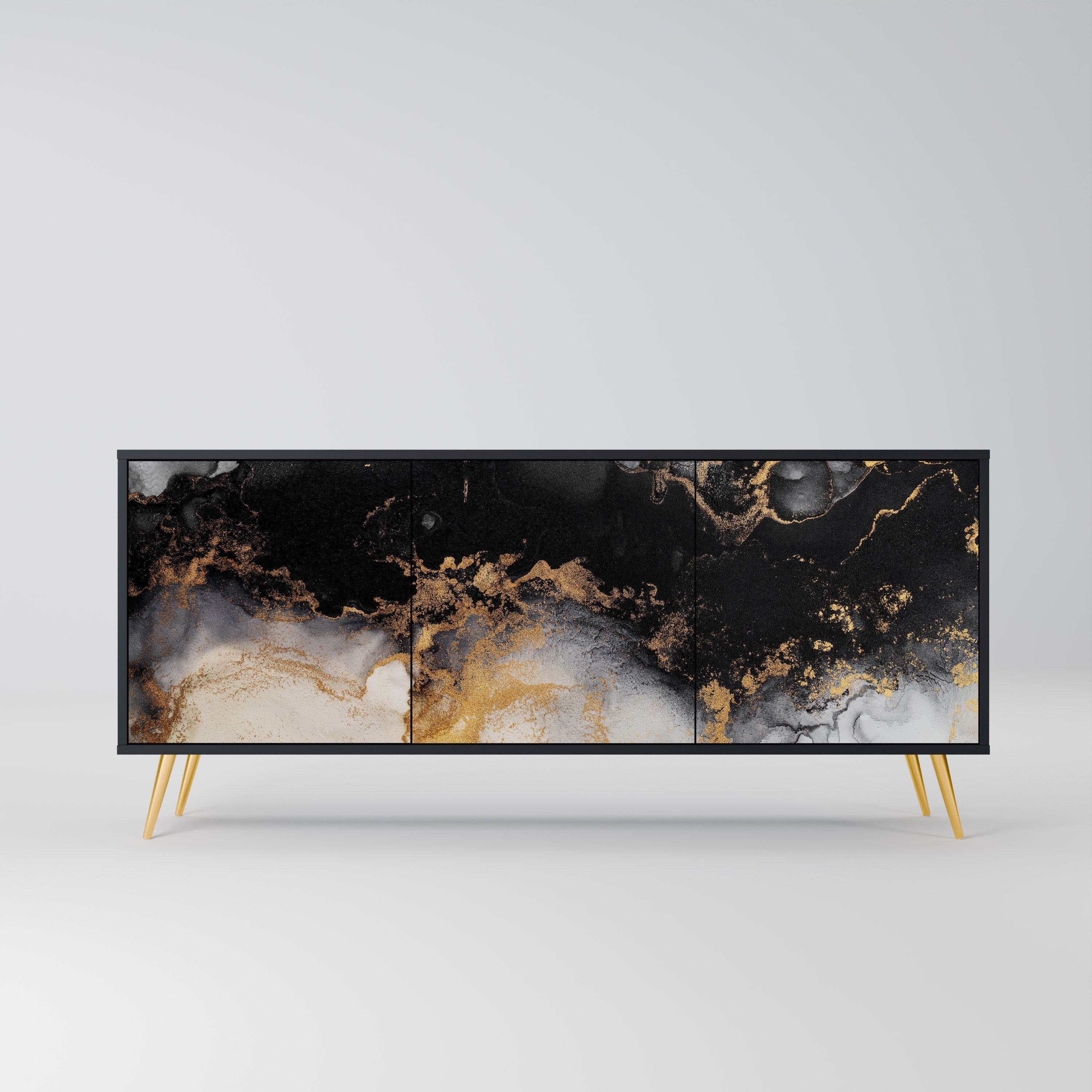 MARBLE OF TOMMORROW Sideboard mit 3 Türen in Schwarz