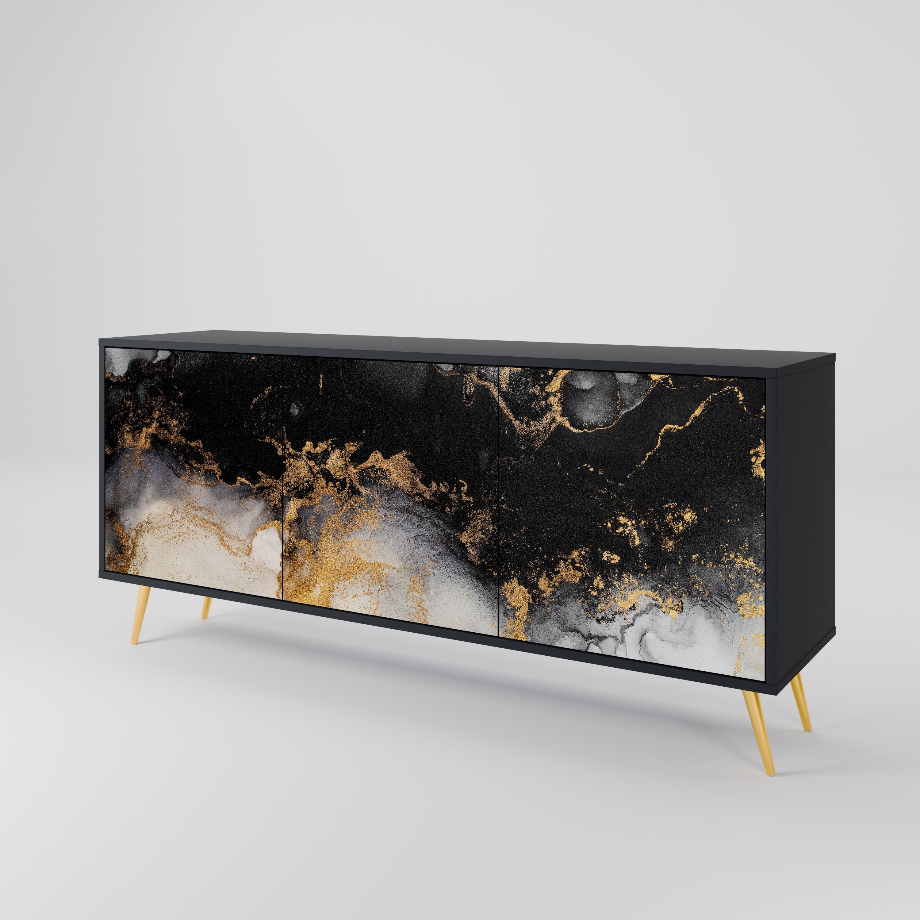 MARBLE OF TOMMORROW Sideboard mit 3 Türen in Schwarz