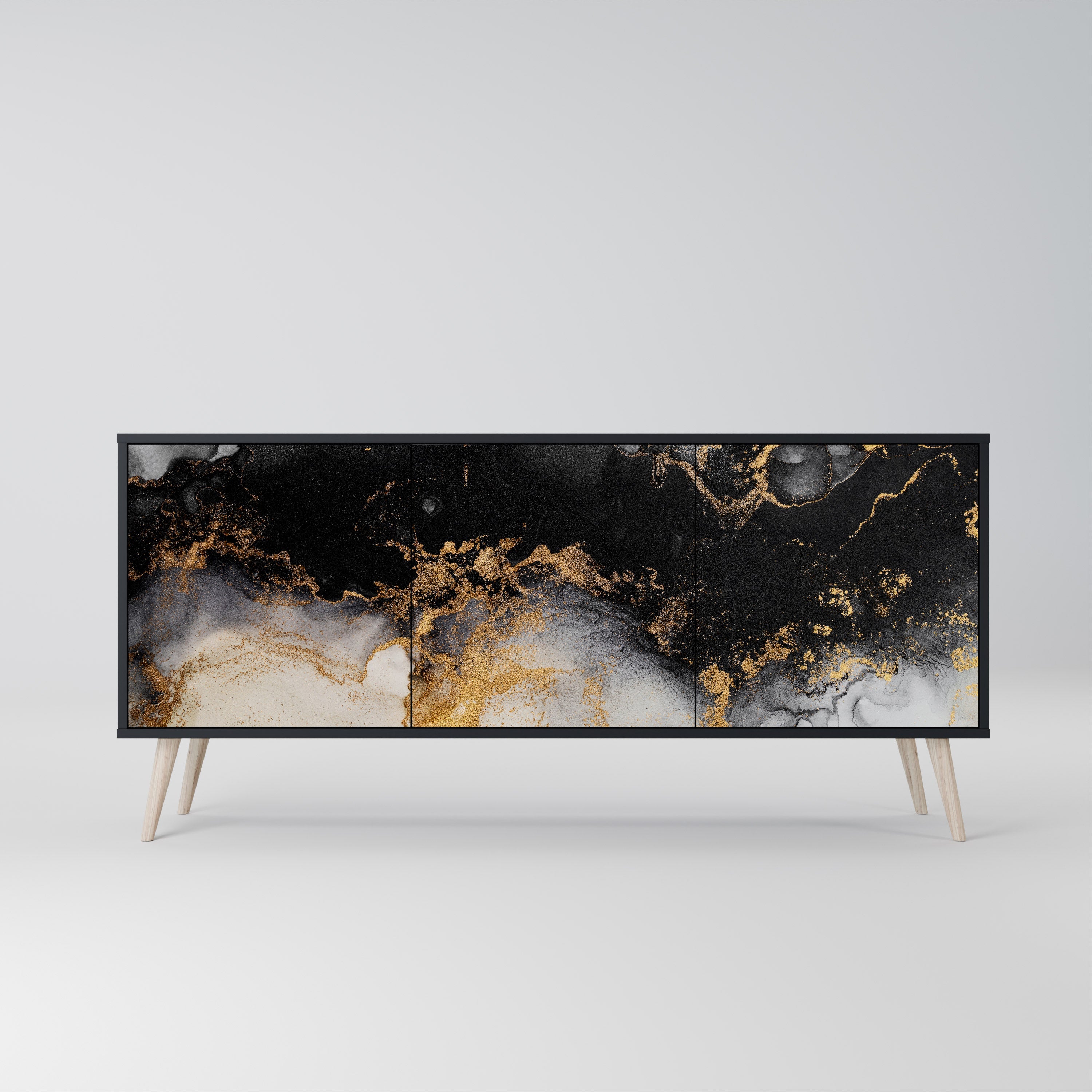 MARBLE OF TOMMORROW Sideboard mit 3 Türen in Schwarz
