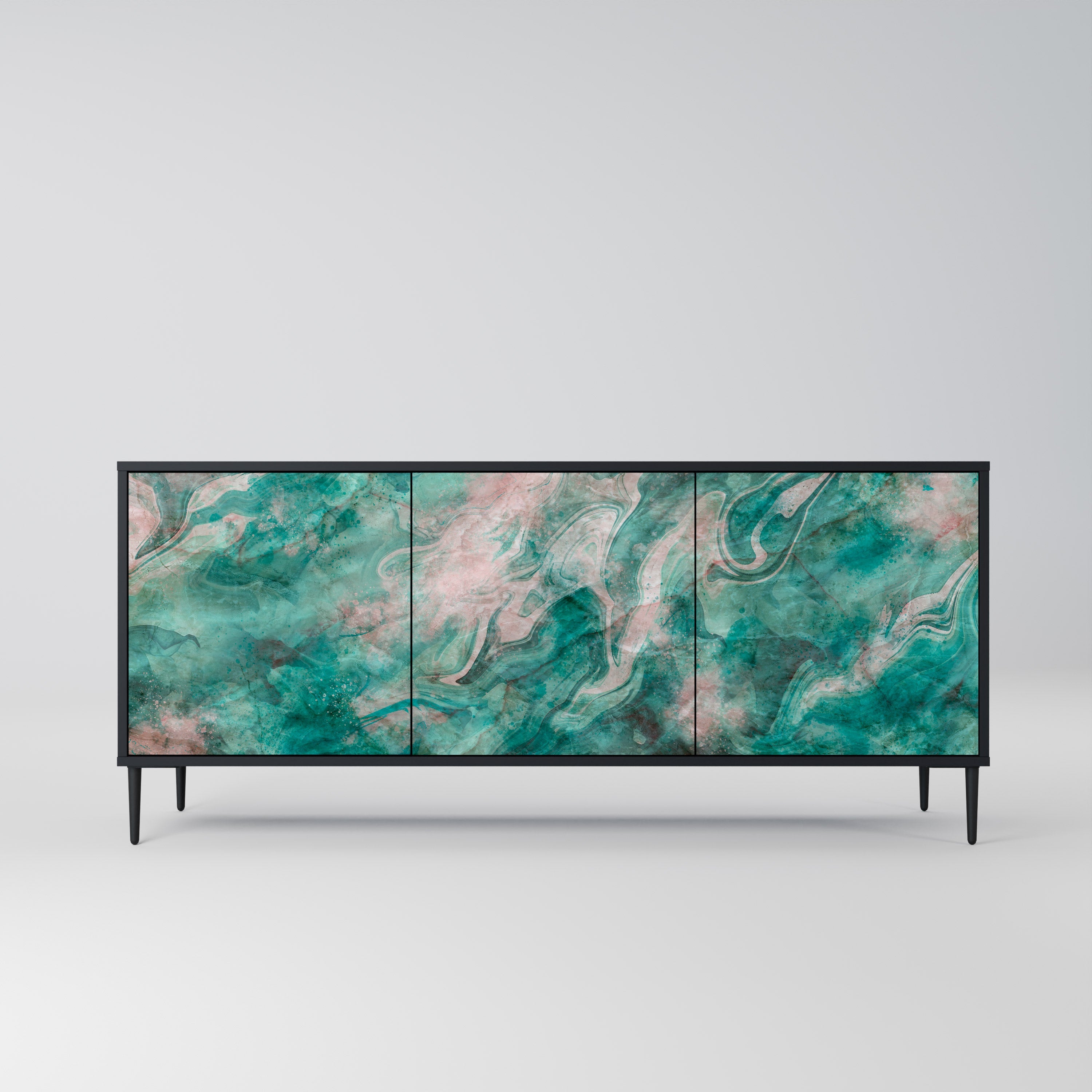 ABSTRACT ALCHEMY 3-türiges Sideboard in Schwarz