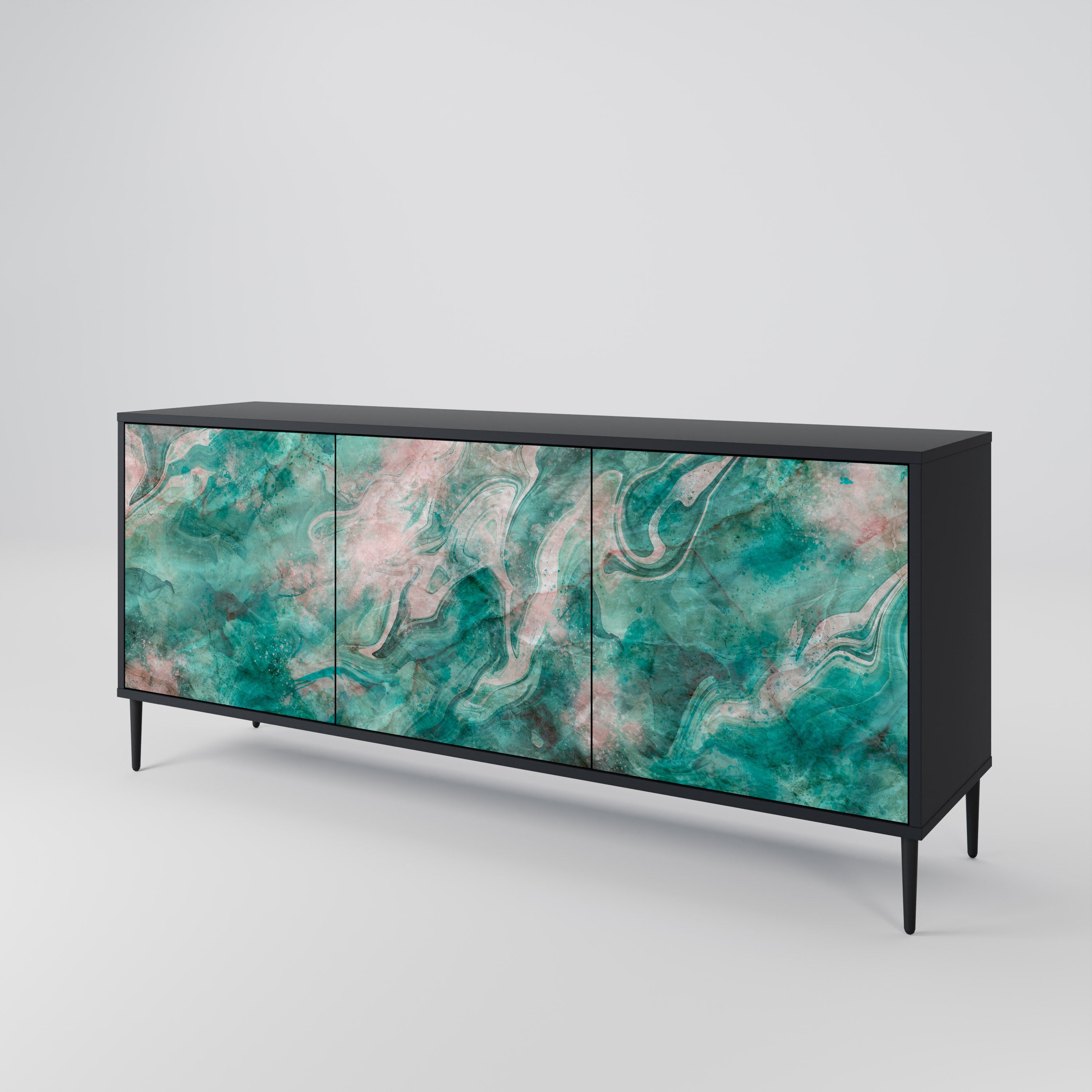 ABSTRACT ALCHEMY 3-türiges Sideboard in Schwarz